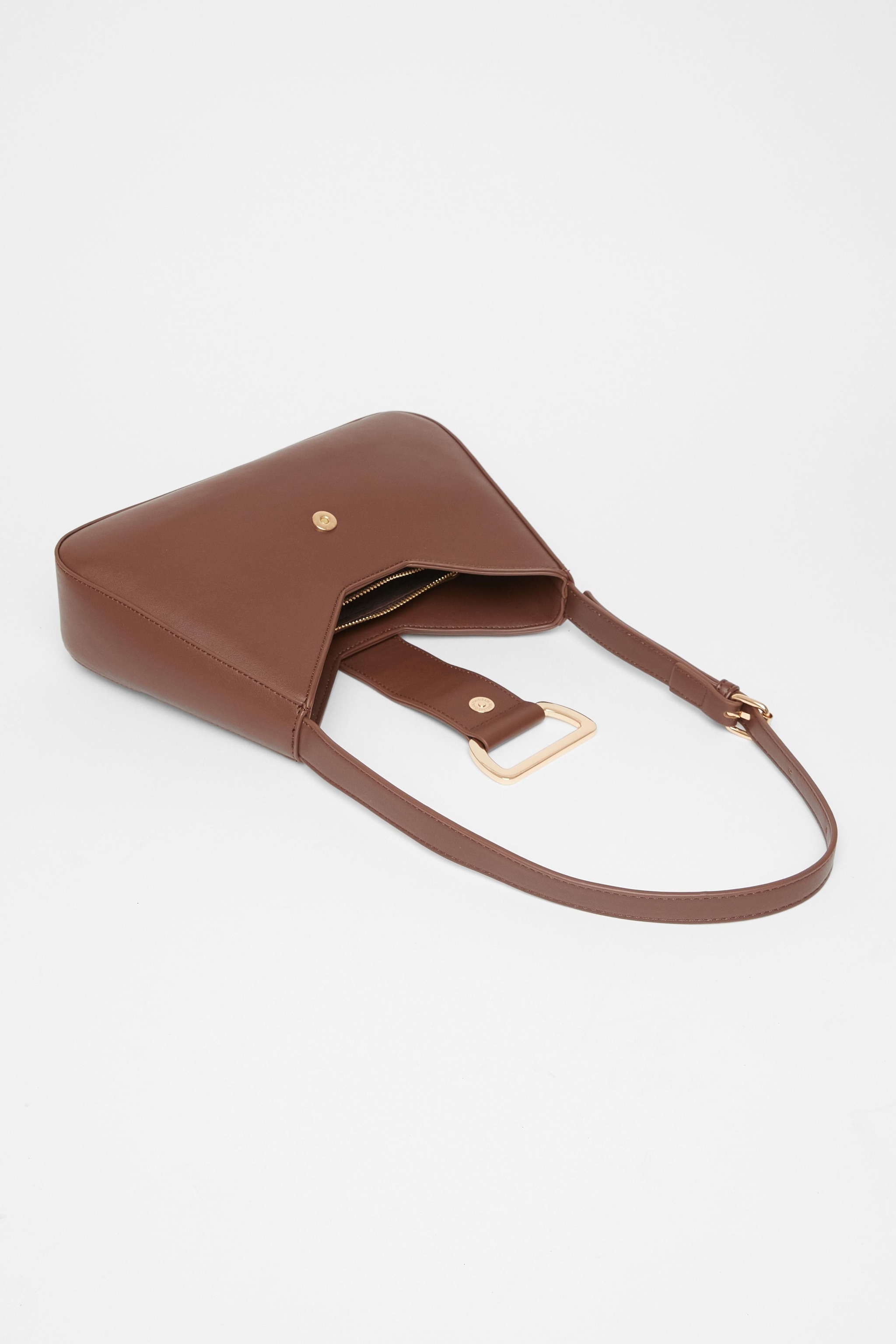 Quiz Brown Faux Leather Buckle Shoulder Bag image 2