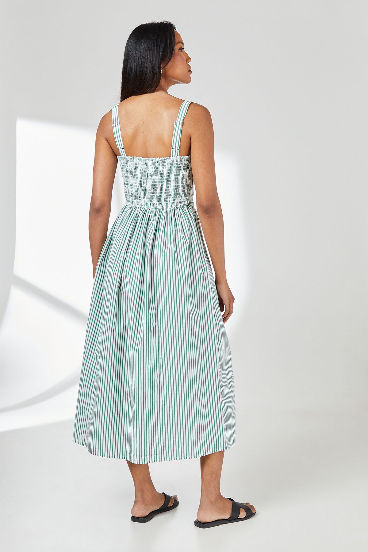 Principles Green Stripe Square Neck Cami Midaxi Dress Green image 3