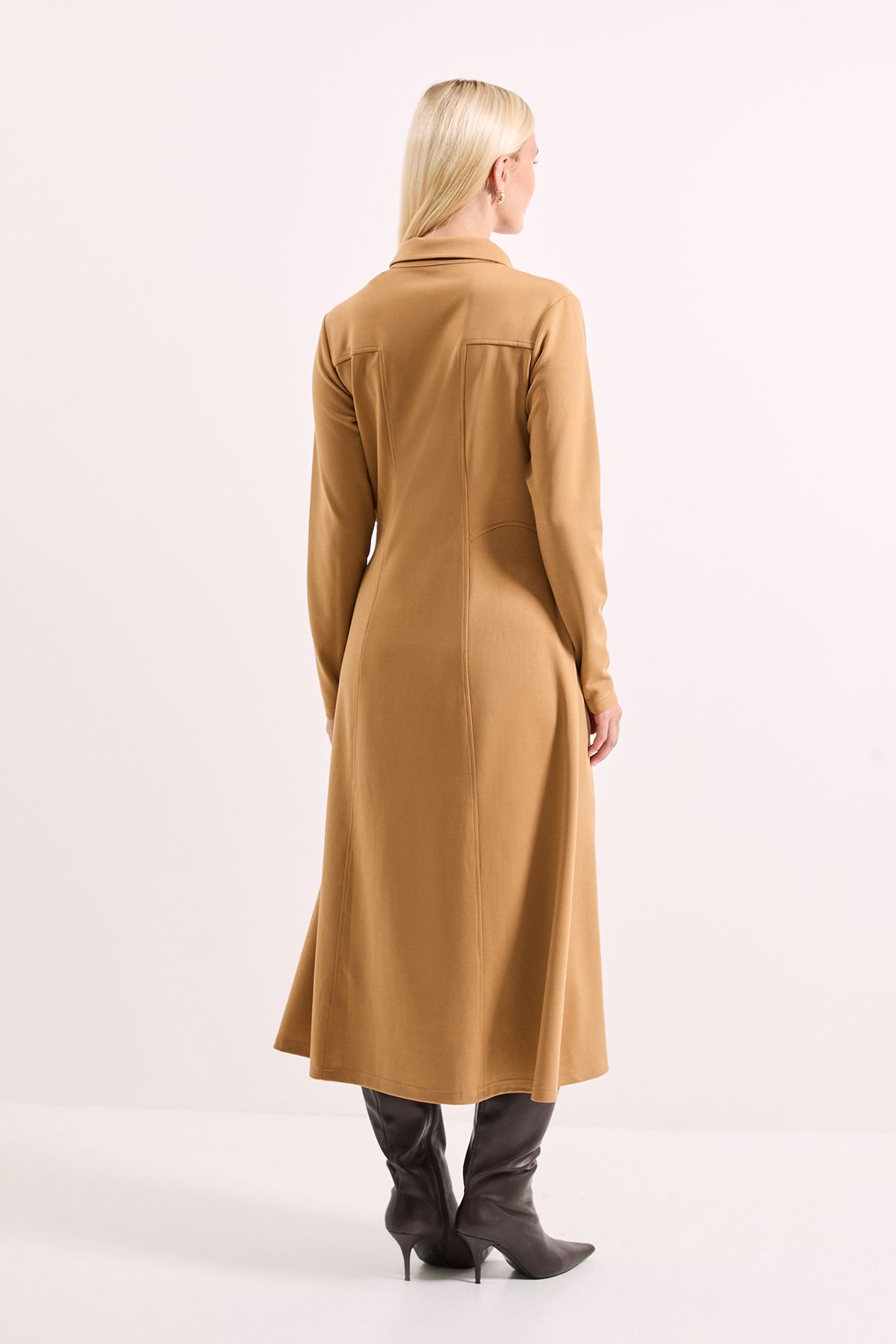 Principles Camel Ponte Seam Detail Midi Dress Camel image 3