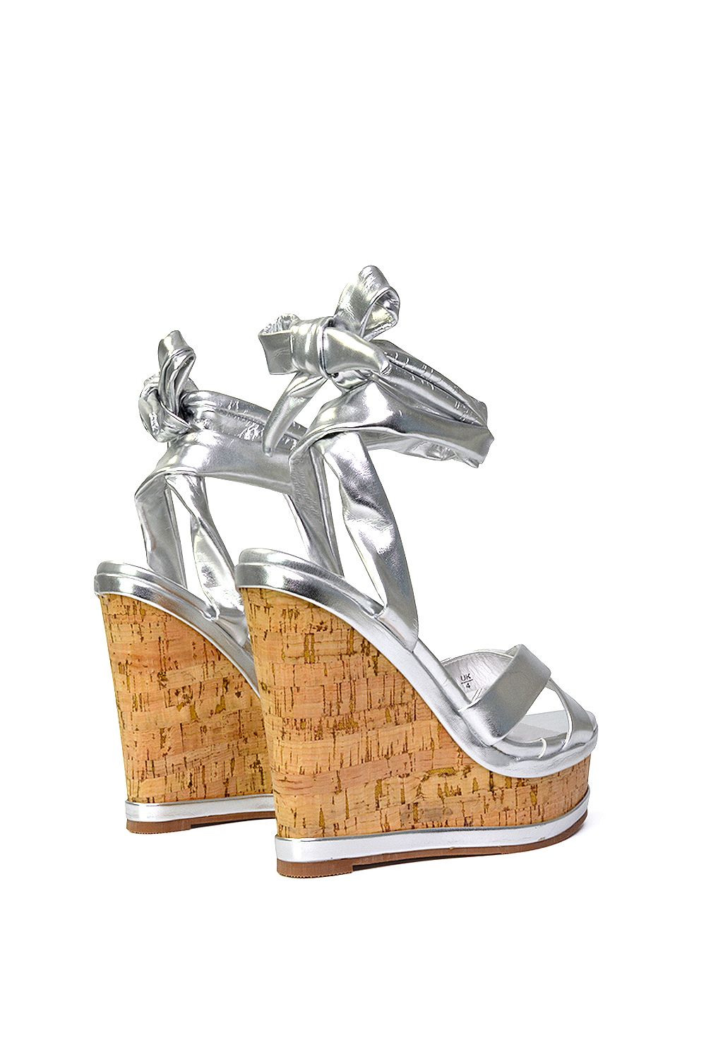 XY London 'Kammie' Lace Up Strappy Cork Platform Wedge Heel Sandal Shoes image 3