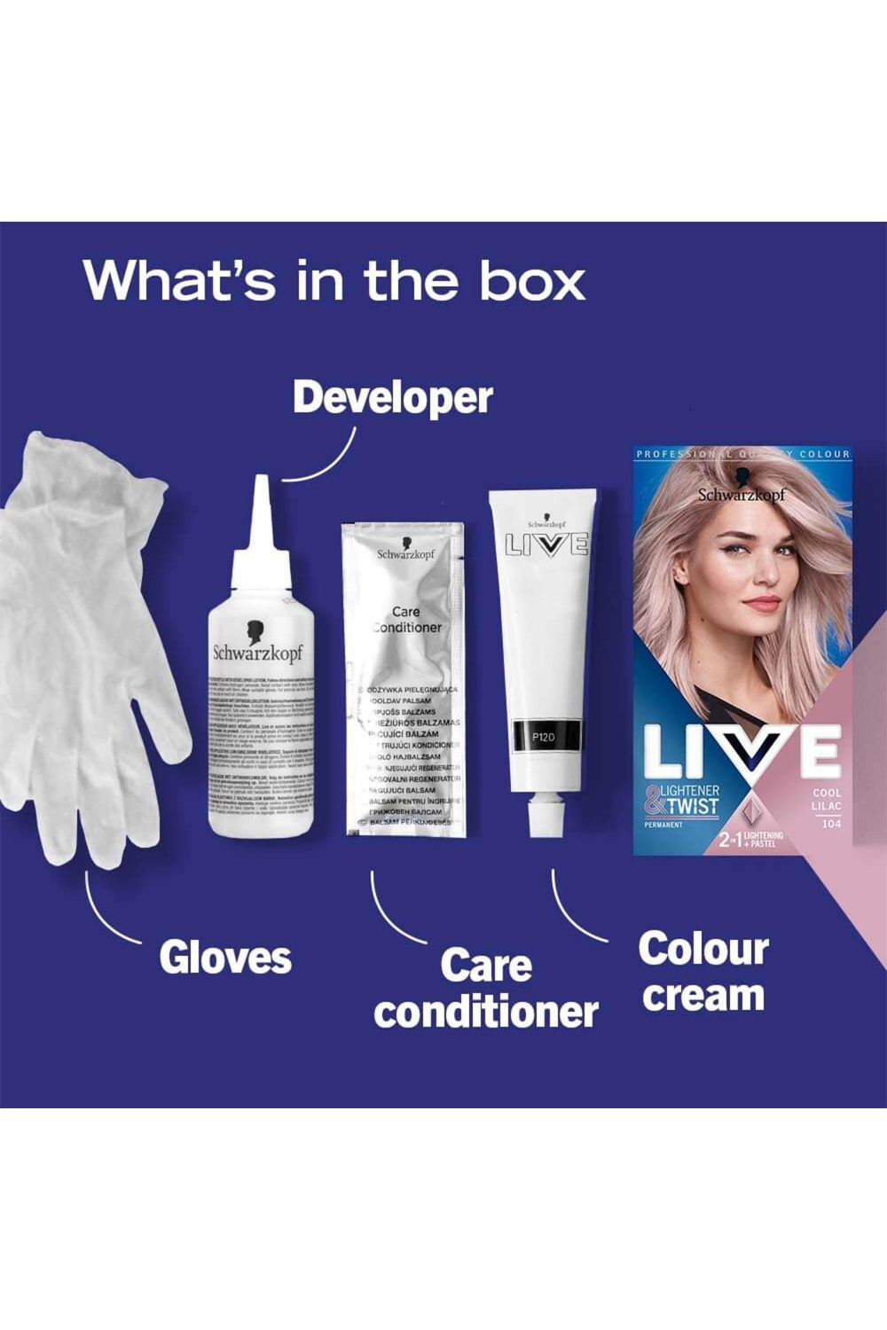 Schwarzkopf Live 2in1 Lightener+Twist 'Hair Dye' 104 Cool Lilac 3x image 3