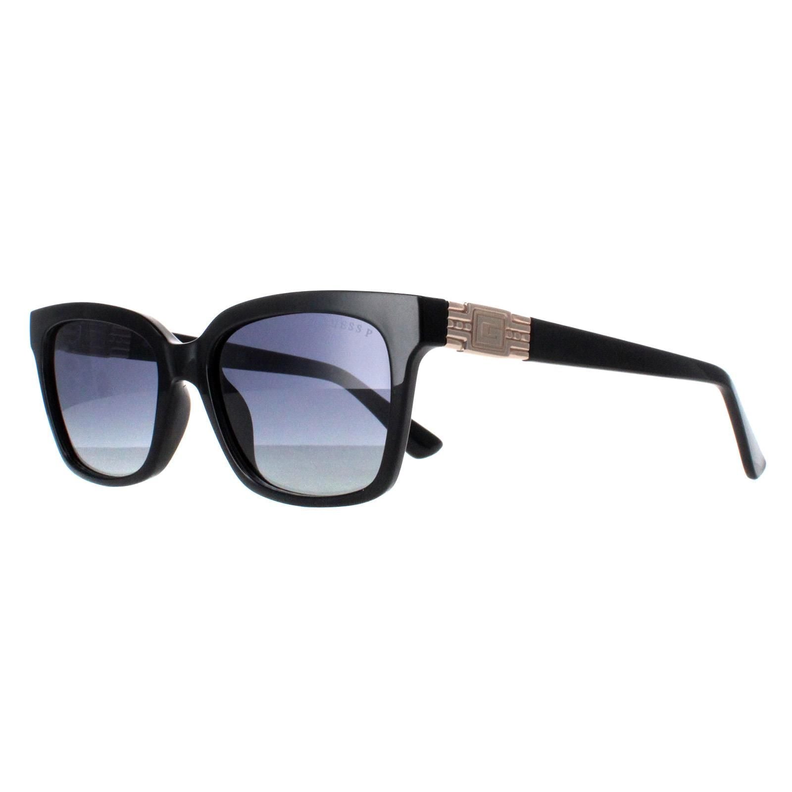 Guess Rectangle Shiny Black Smoke Polarized GU7869 image 2