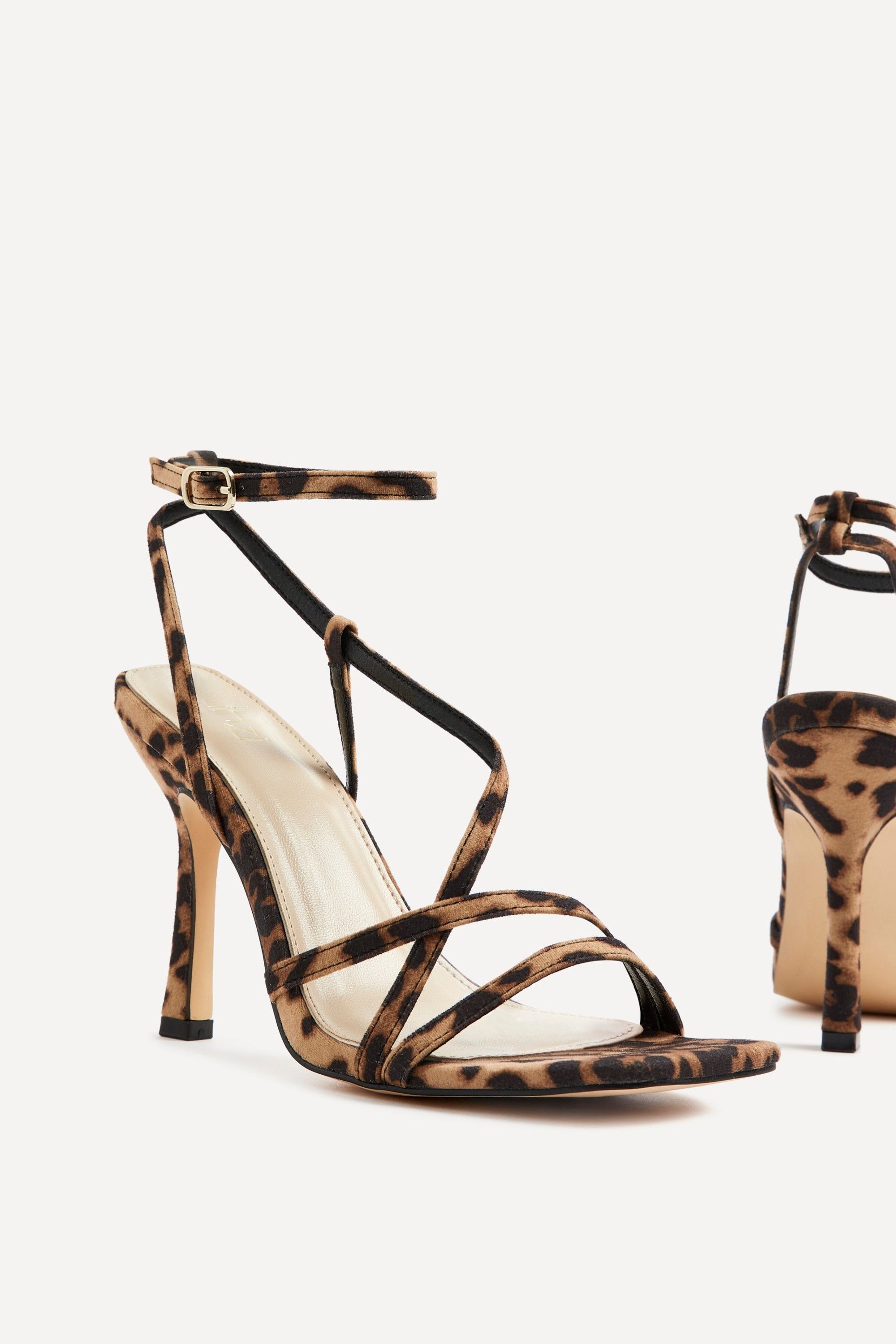 Linzi Savannah Leopard Print Faux Suede Strappy Stiletto High Heel image 4