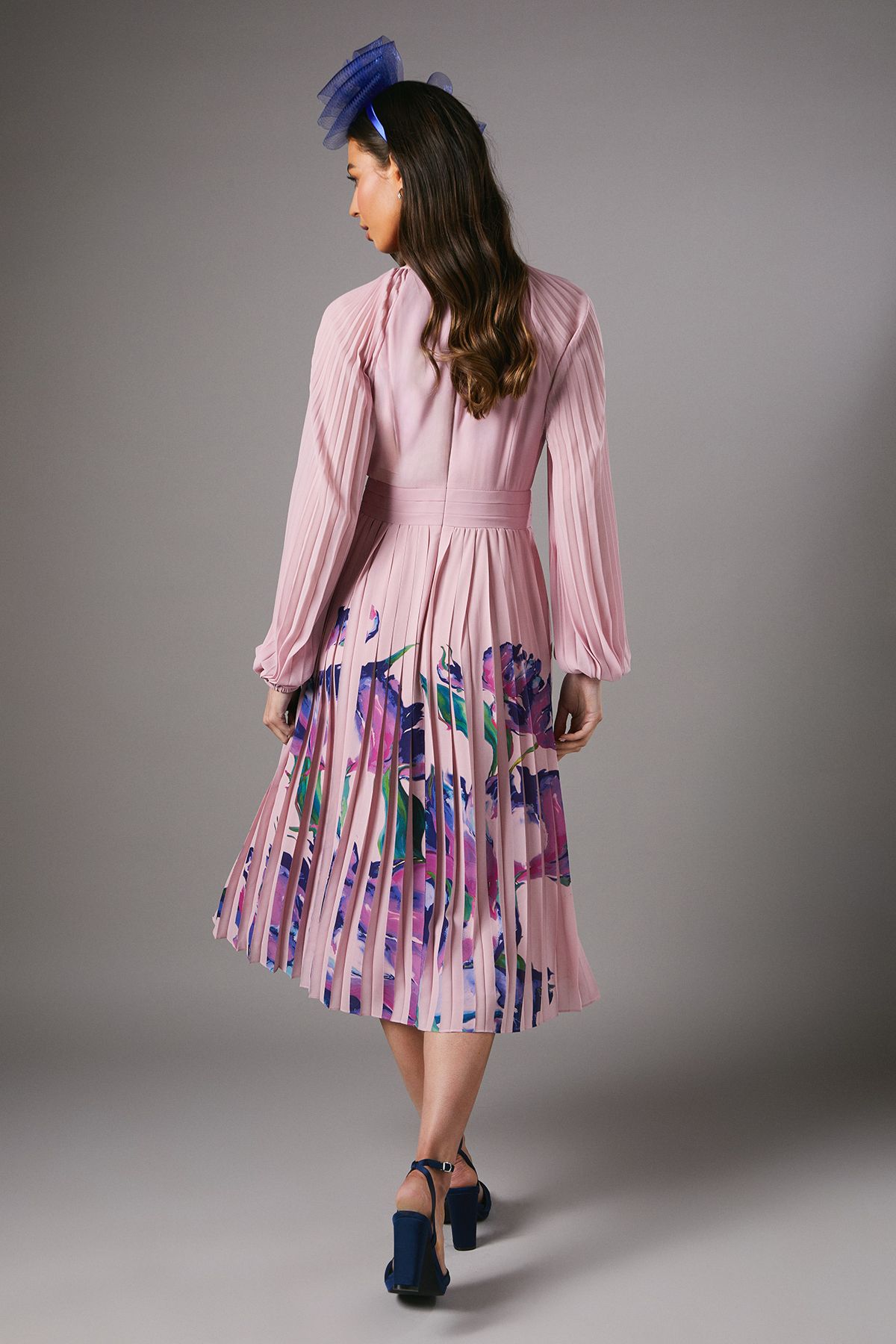 Coast Placement Print Pleat Dress Pink image 3