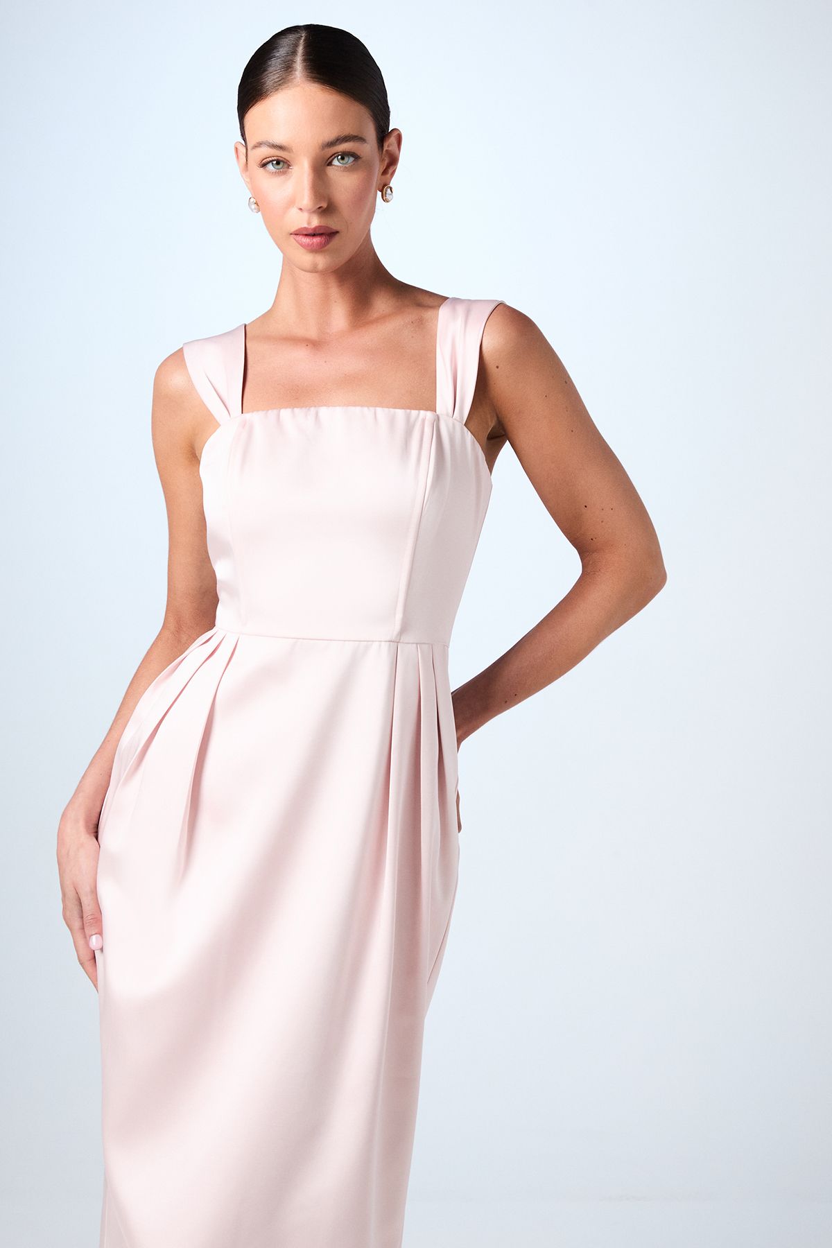 Coast Corset Satin Column Midi Bridesmaid Dress Blush image 2