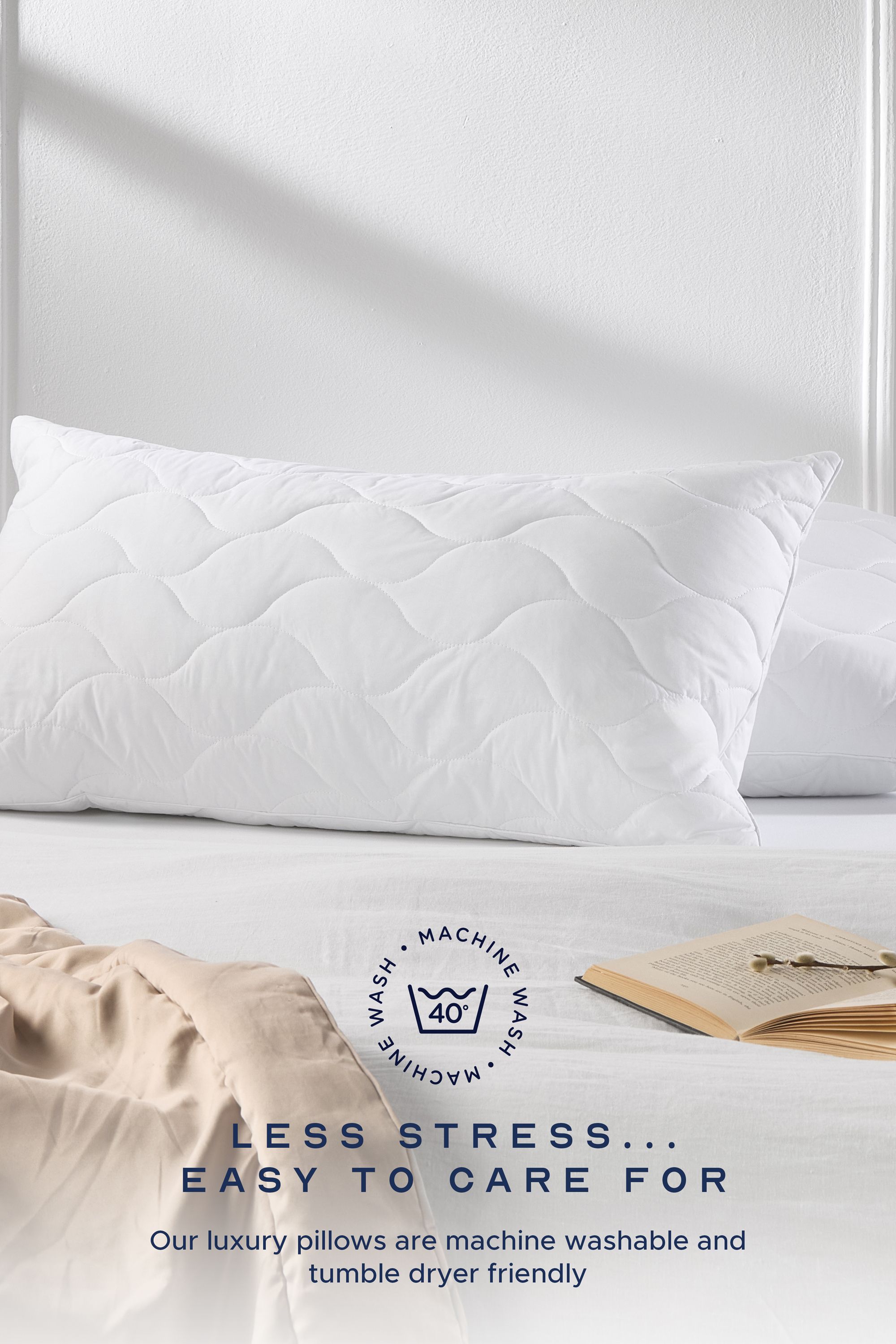 Snuggledown Snuggledown Luxury Cotton Quilted Pillow, Firm Support, 4 Pack image 8