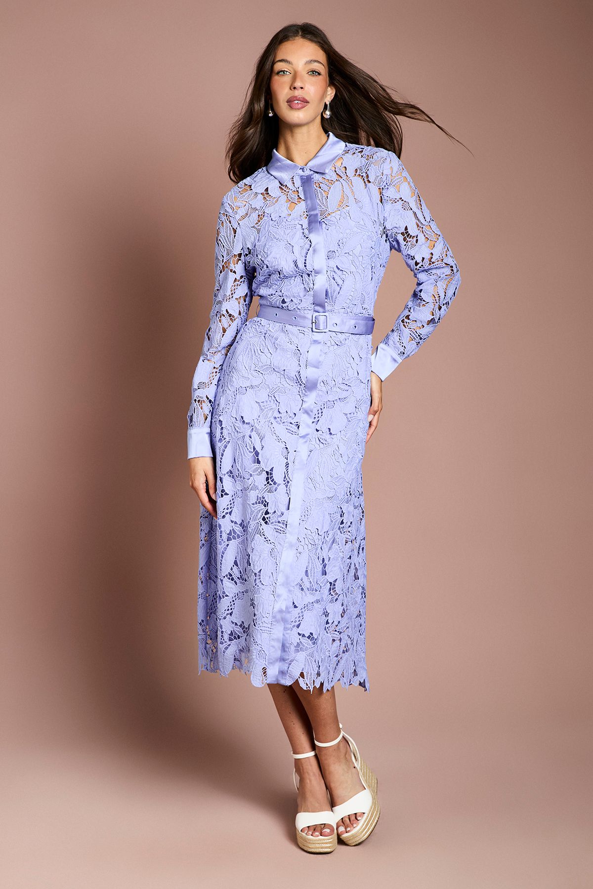 Coast Lace Shirt Dress Cornflower