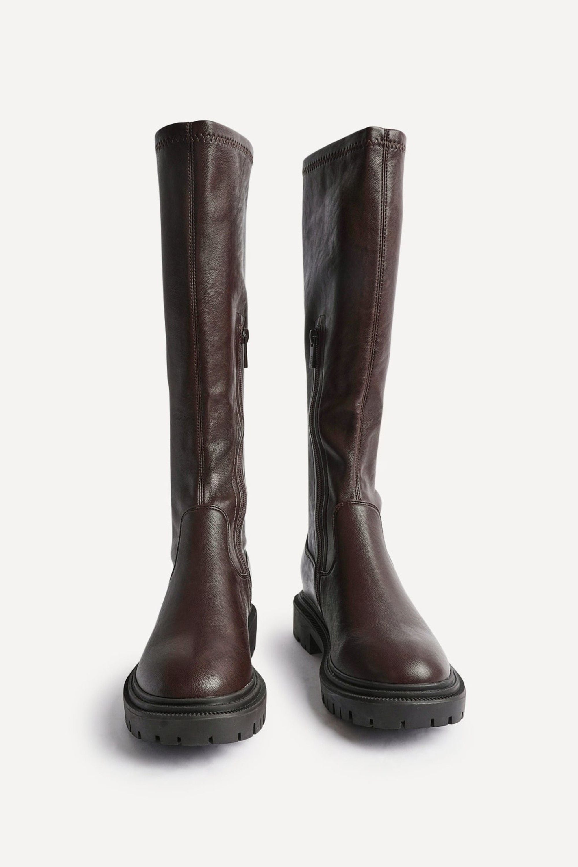 Linzi Hallie Brown Faux Leather Long Boots image 3