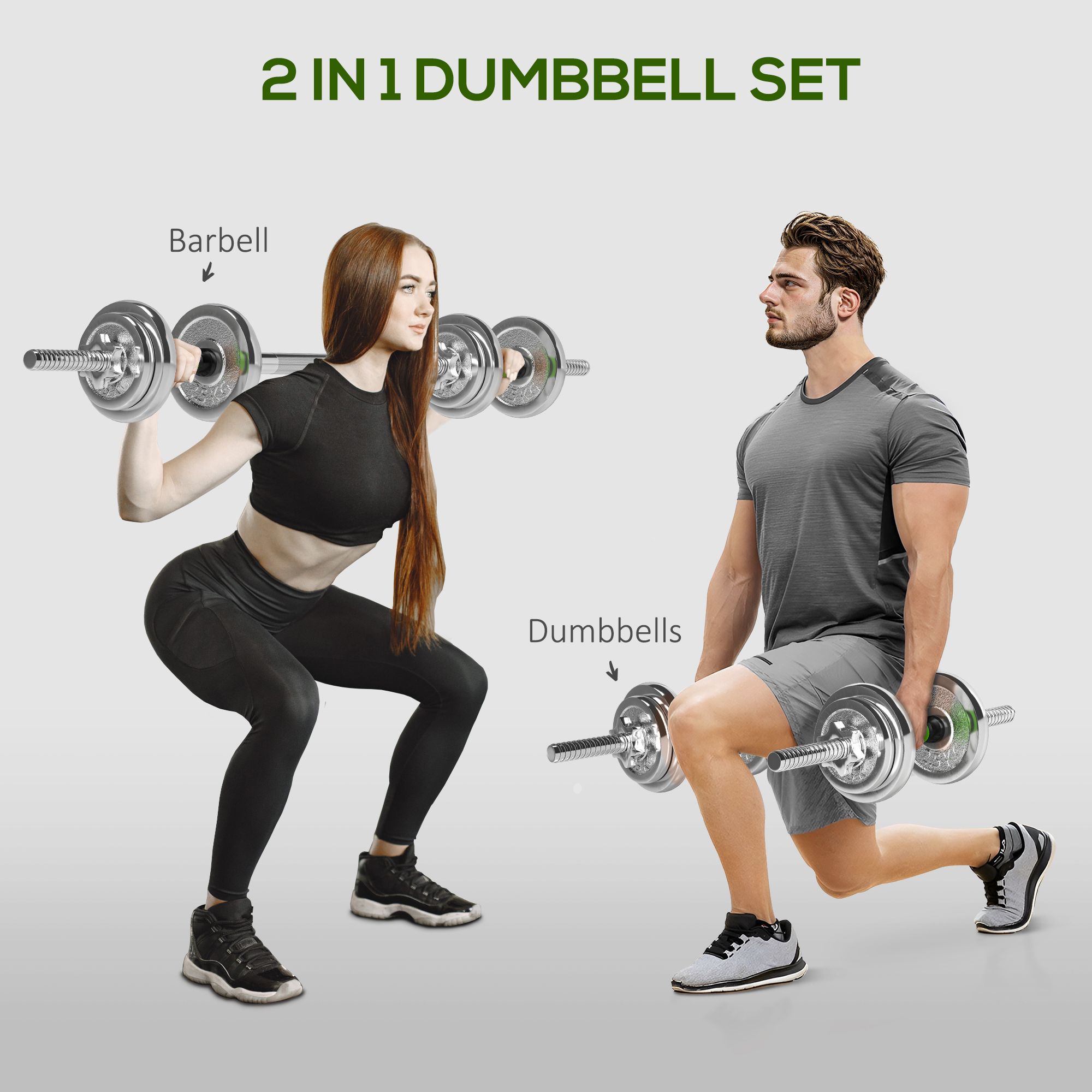 SPORTNOW 20kg 2-in-1 Adjustable Weights Dumbbells Set for Home Gym image 4