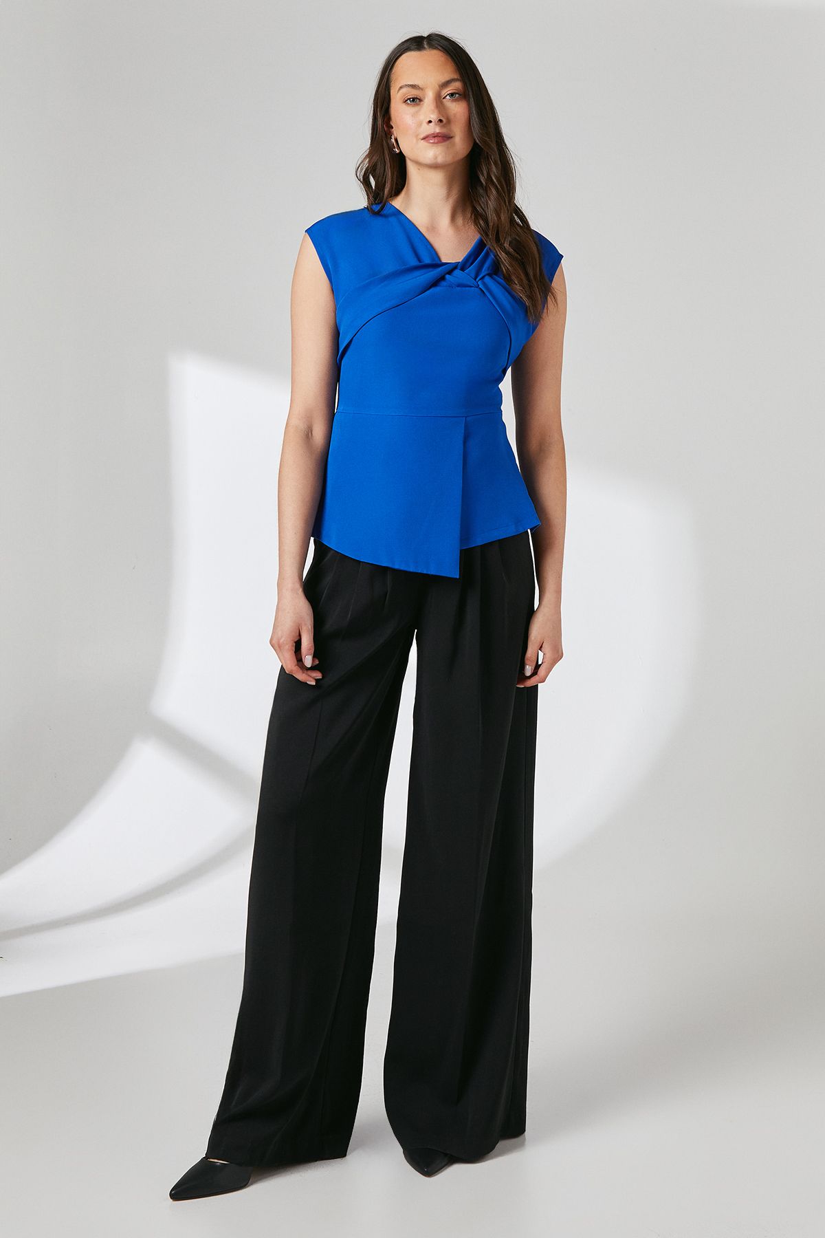 Principles Cobalt Peplum Detail Twist Front Crepe Top Cobalt image 2