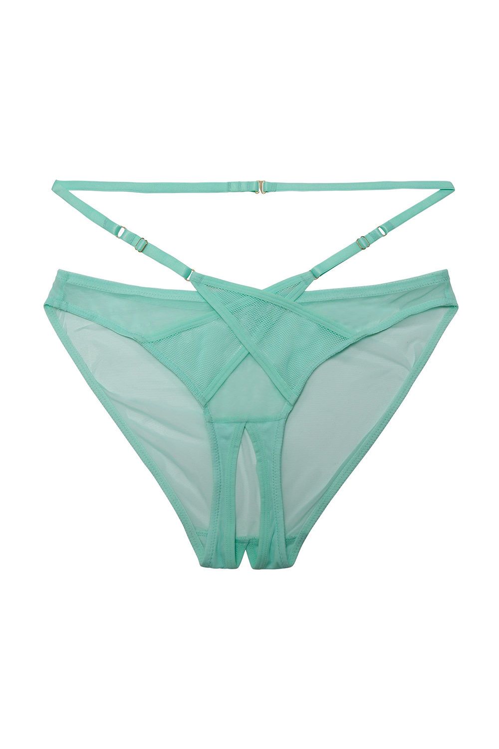 Playful Promises Eddie Aqua Crossover Wrap Crotchless 'Brief' image 1