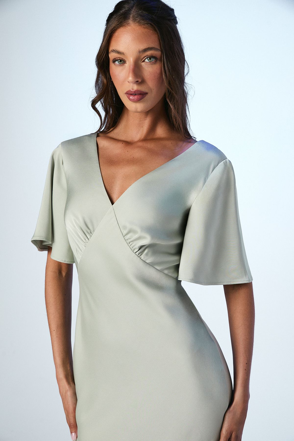 Coast Tie Back Satin Back Crepe Bridesmaid Dress Sage image 4