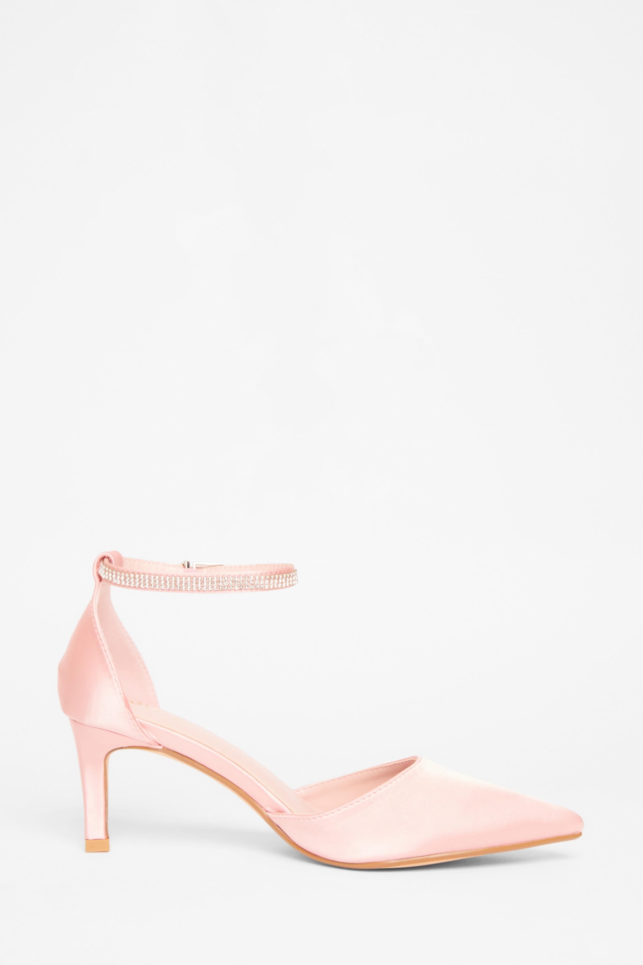 Quiz Pink Diamante Strap Court Heels image 5