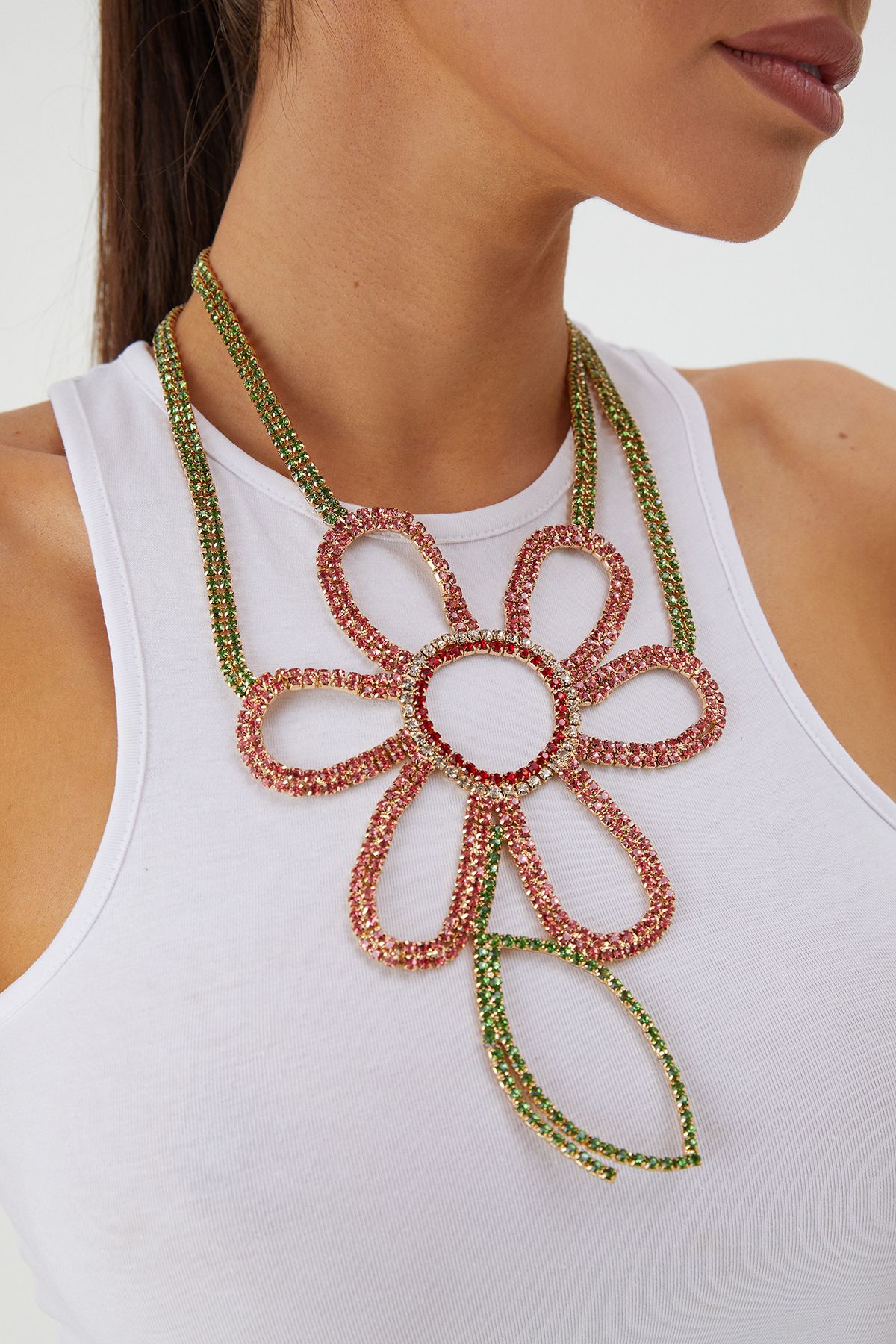 MissPap Floral Statement Necklace Pink image 1