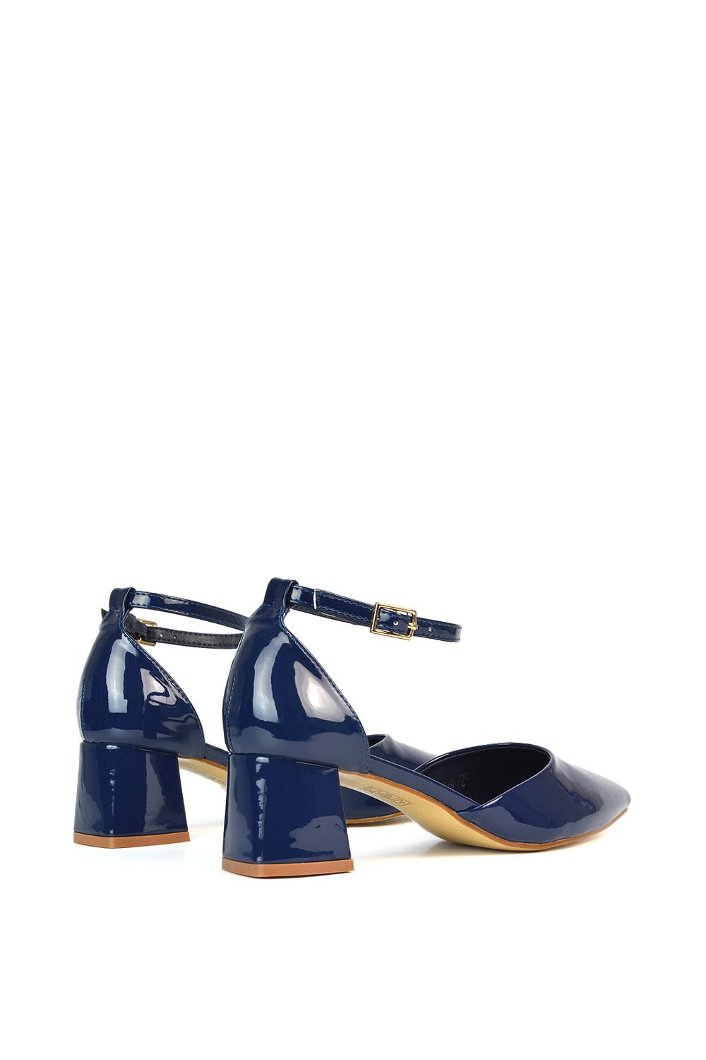 XY London 'Evie' Low Block Heel Pointed Toe Ankle Strap Court Shoes image 5