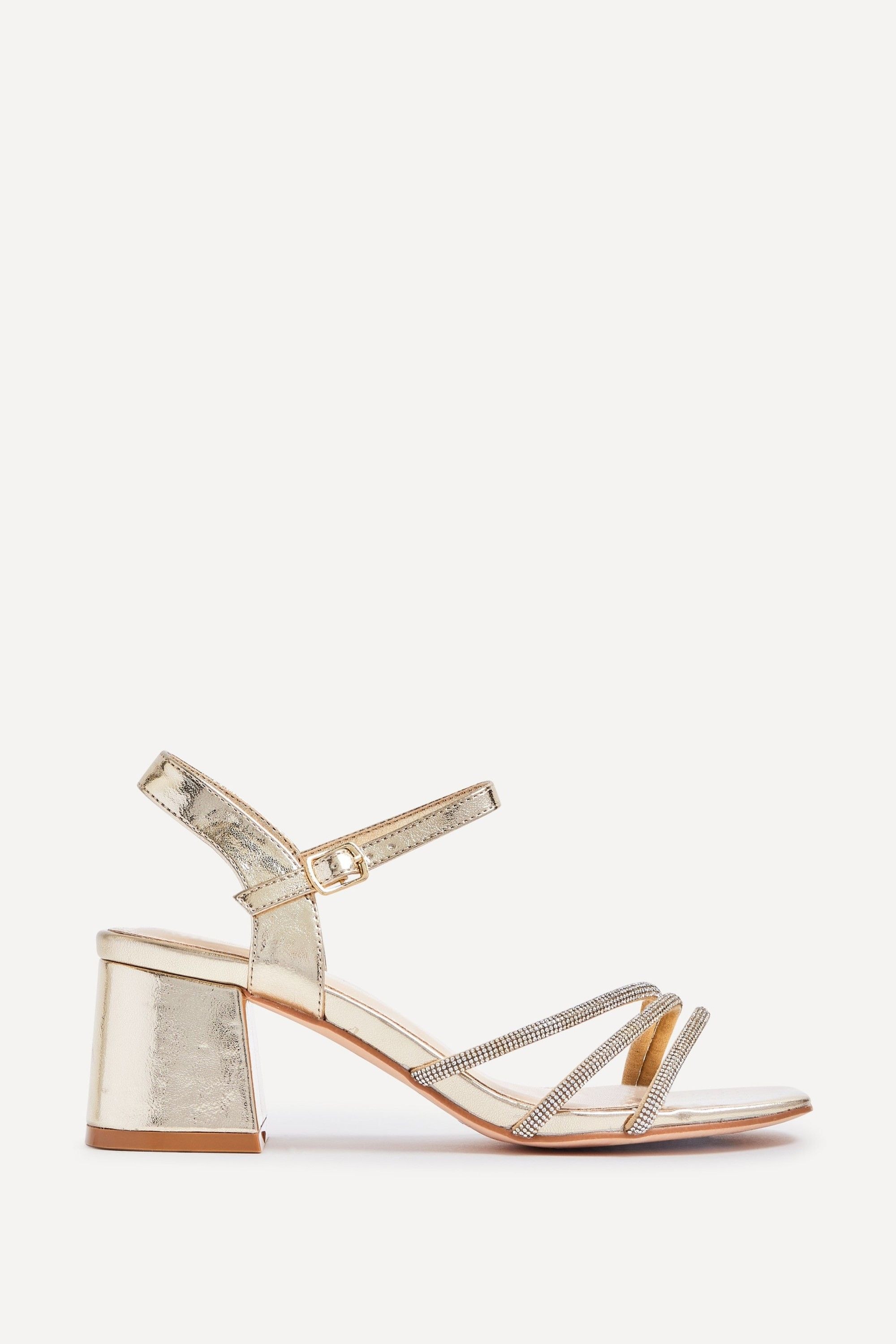 Linzi Mariah Wide Fit Gold Diamante Heels