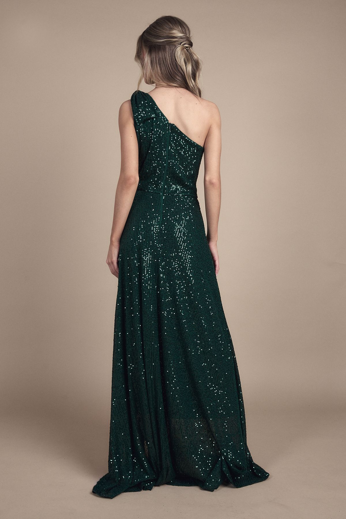Coast Teen Coast Sequin Bow One Shoulder Maxi Bridesmaid Dress Emerald image 2