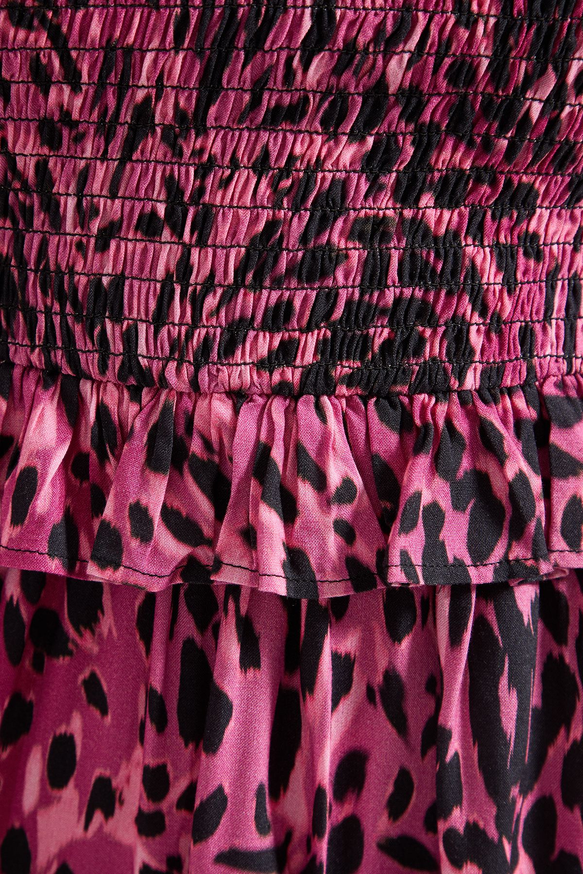 Dorothy Perkins Animal Print Petite Shirred Bodice Frill Detail Midi Dress Animal image 5