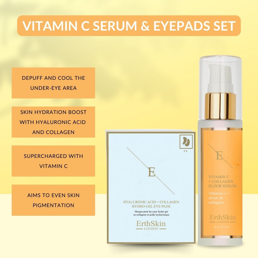Erth Skin London Vitamin C Collagen Serum 60ml + Hyaluronic Acid Eye Pads image 3