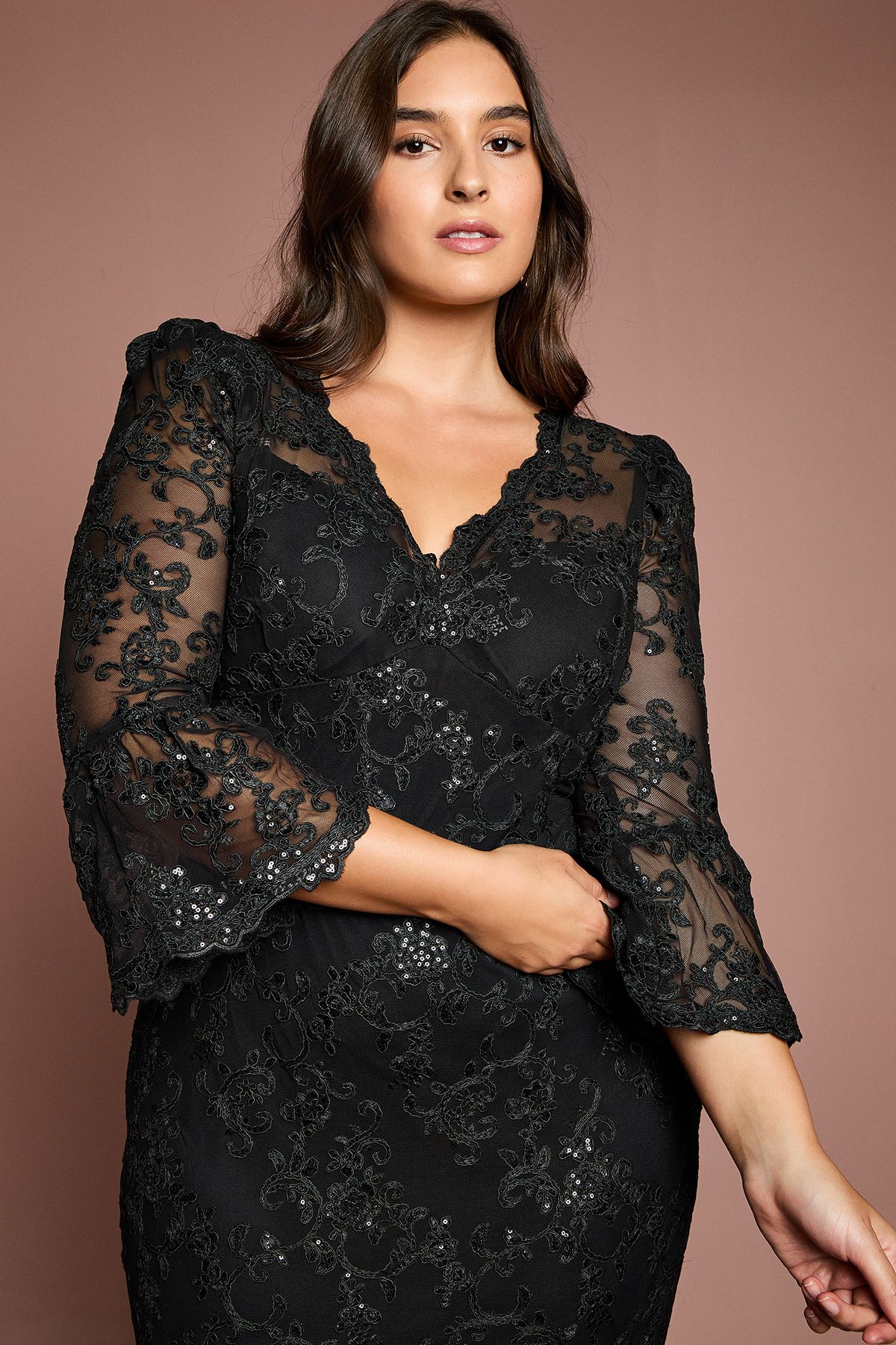 Coast Plus Size Sequin Bodycon Maxi Dress Black image 4