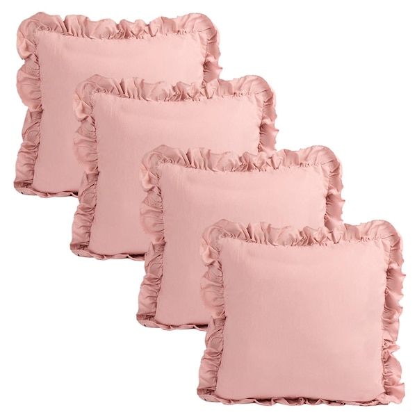 OHS 4 Pack Linen Frill Cushion Covers Home Living