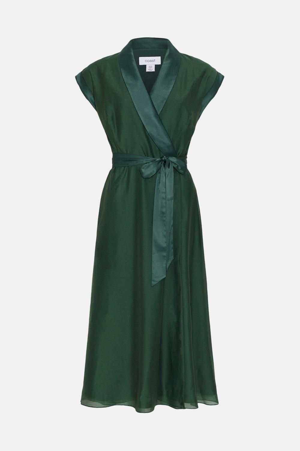 Coast Premium Organza Tuxe Wrap Midi Dress Forest image 4