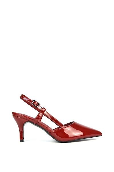 XY London 'Karla' Mid Heel Stilettos Pointed Toe Slingback Court Shoes