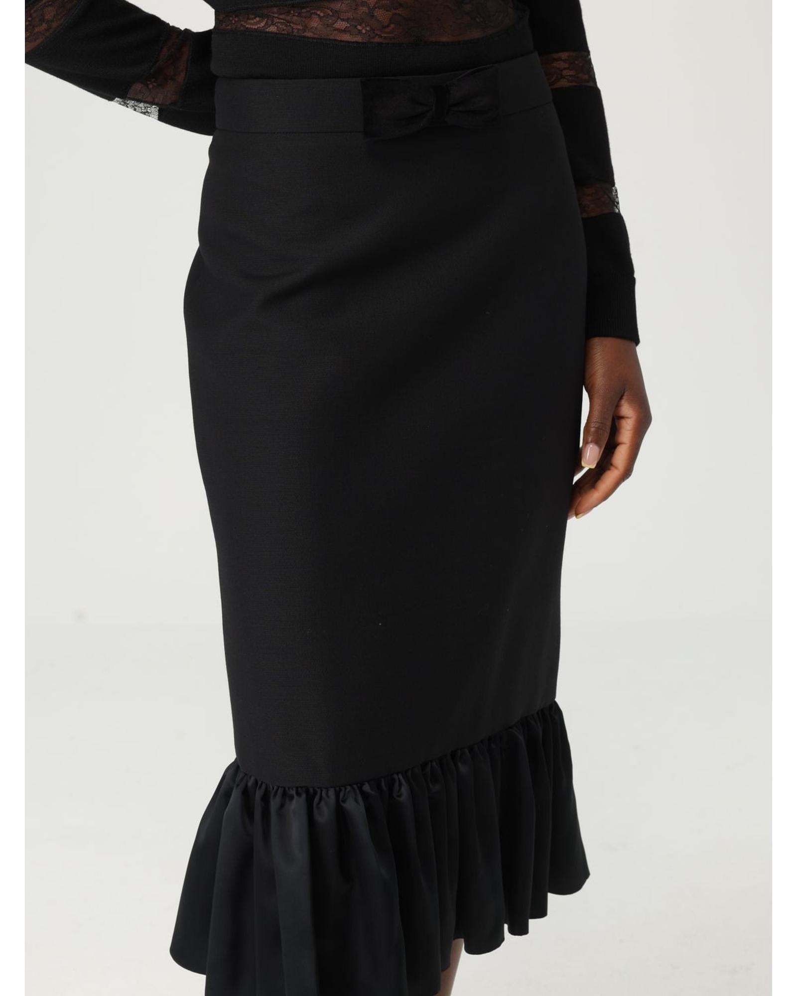 Valentino Pencil Skirt with Ruffled Hem Wo - Black image 5