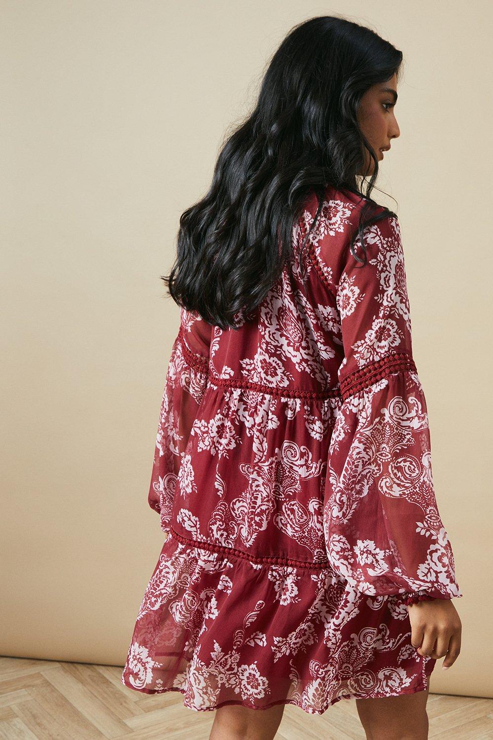 Oasis Trim Insert Chiffon Mini Dress image 3