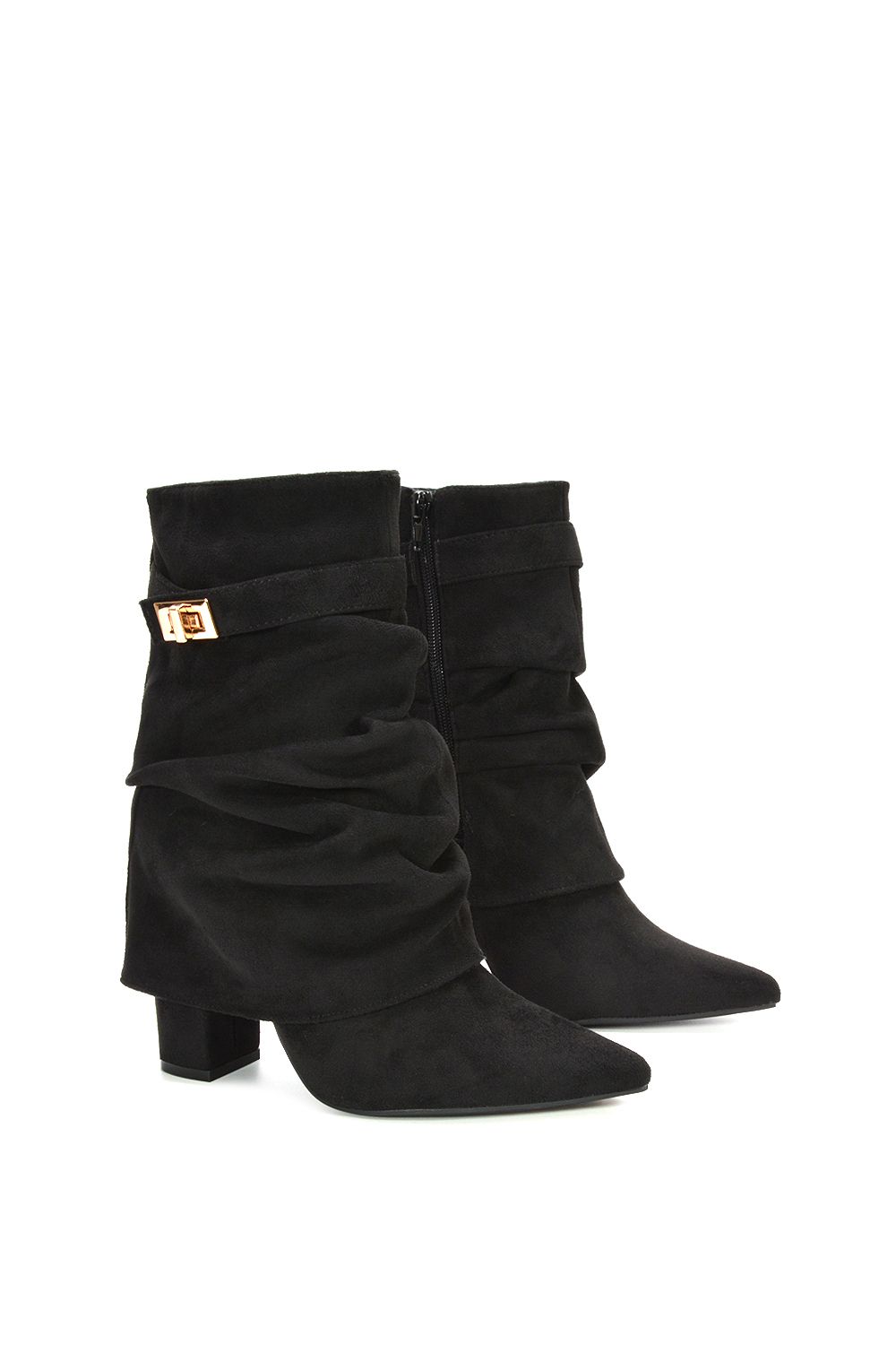 XY London 'Thalia' Pointed Ruched Block Heel Slouchy Booties image 5