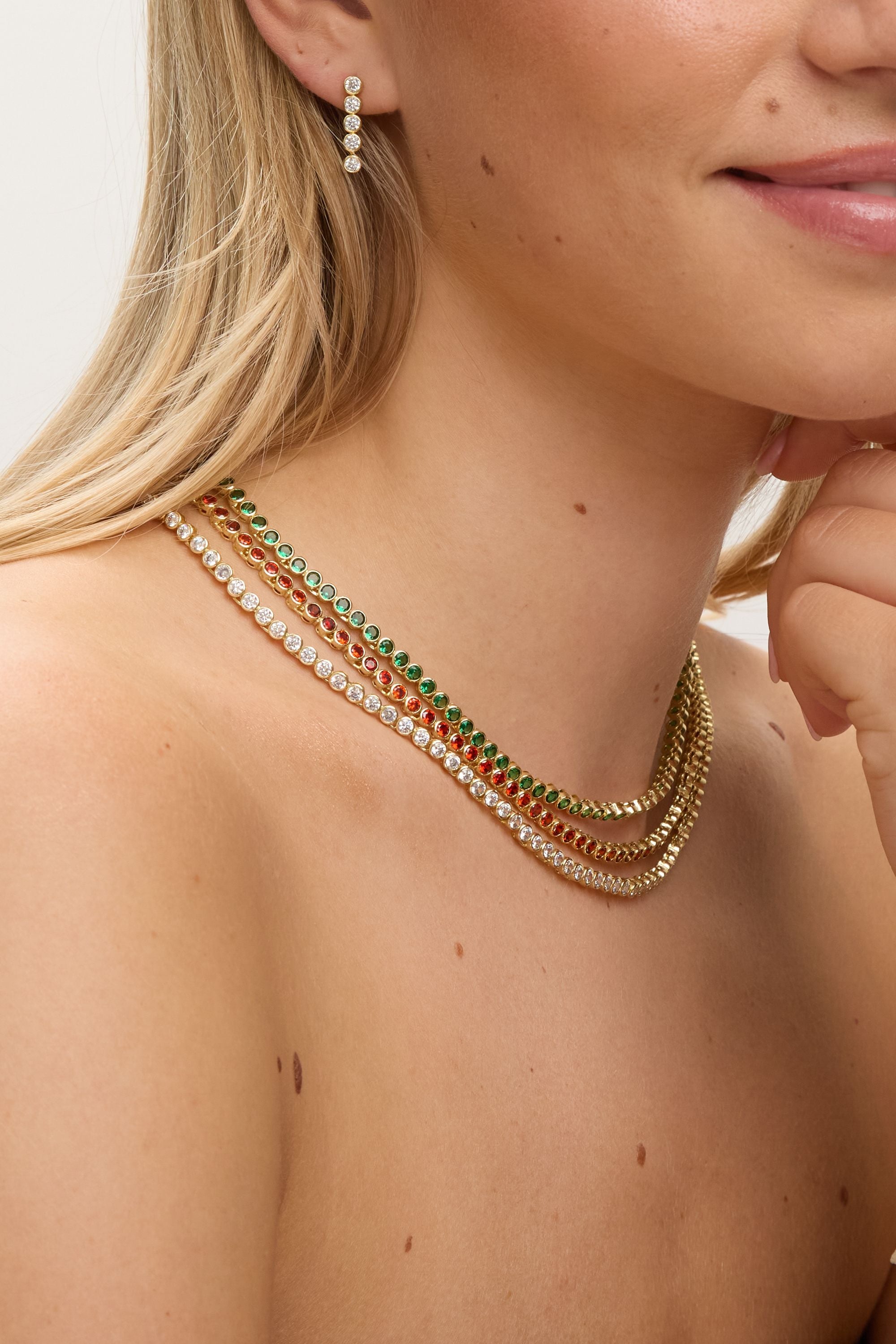 Jon Richard 14K Gold Plated and Emerald Cubic Zirconia Tennis Necklace - Gift Box image 3