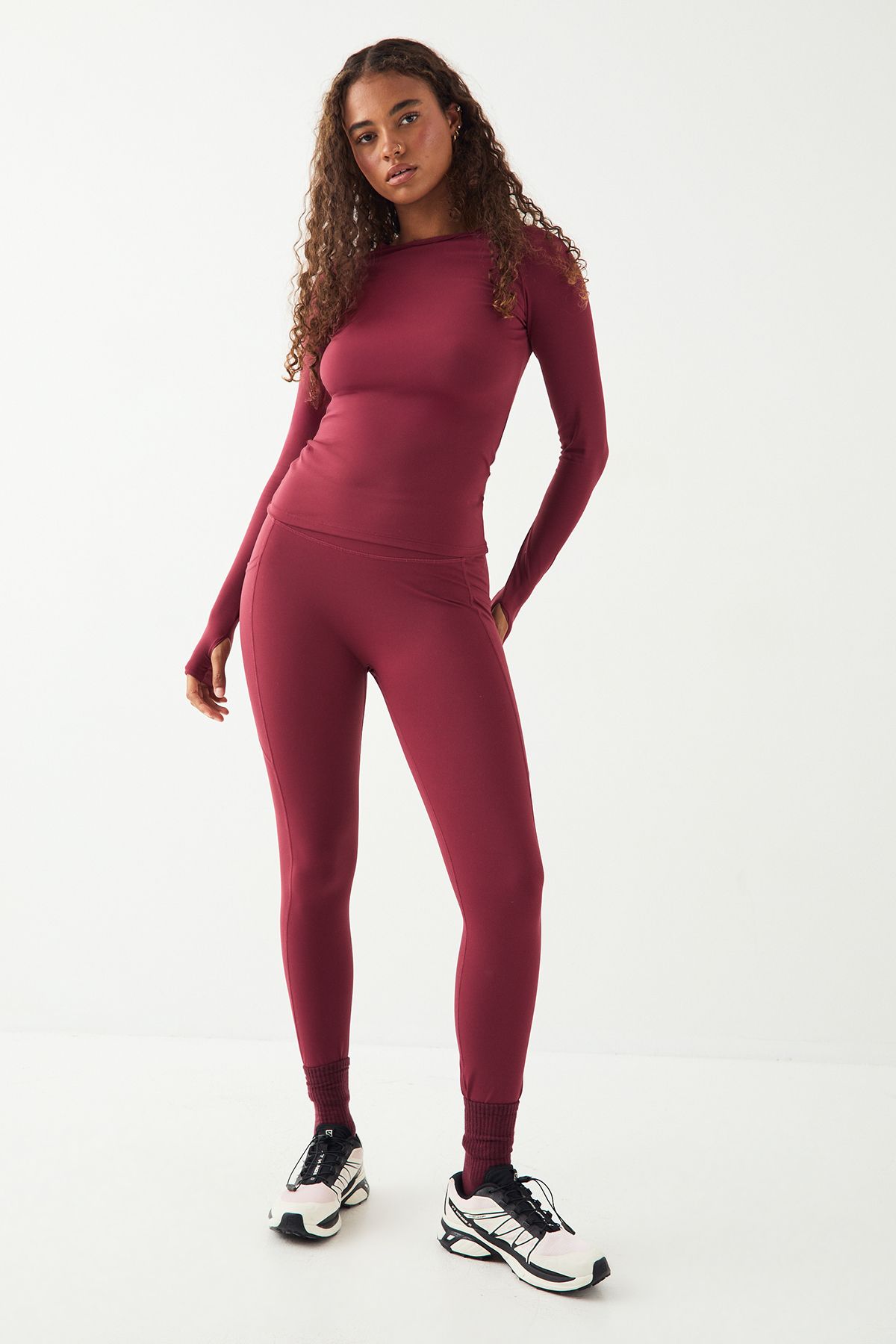 DSGN Studio DSGN Studio Sport Ultra Sculpt Pocket Detail Sports Legging Burgundy image 3