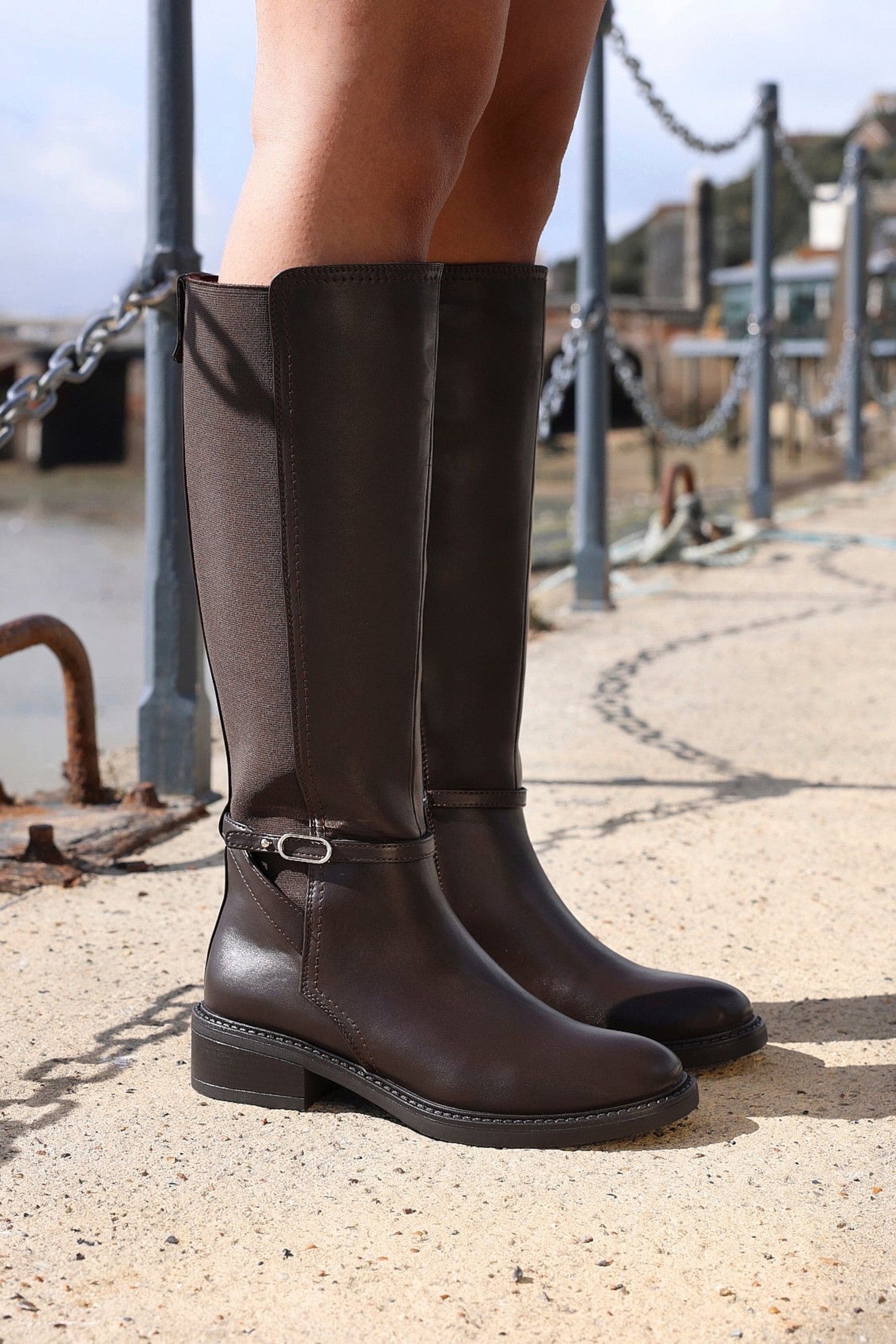 Linzi Power Brown Faux Leather Riding Boot image 6