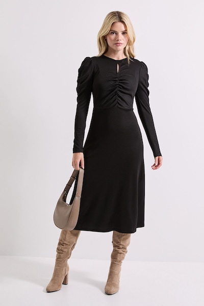 Dorothy Perkins Keyhole Long Sleeve Jersey Midi Dress Black