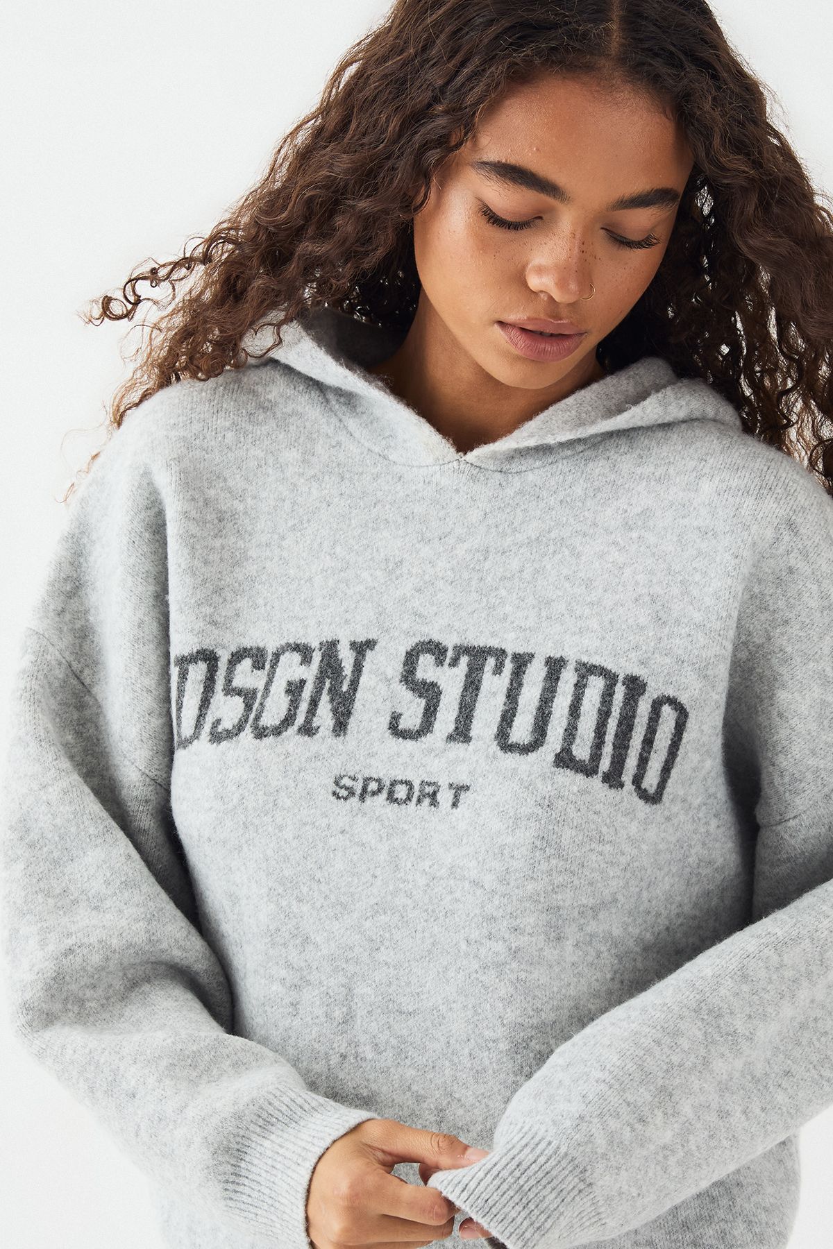 DSGN Studio DSGN Studio Knitted Oversized Hoodie Ash Grey