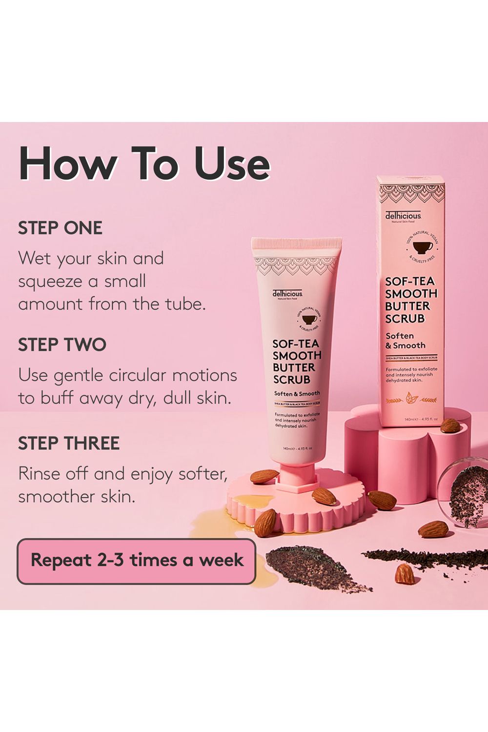 Delhicious Sof-Tea Smooth Butter Scrub 140ml Multi image 5