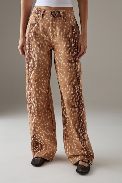 Warehouse Deer Print Straight Leg Denim Jean Animal