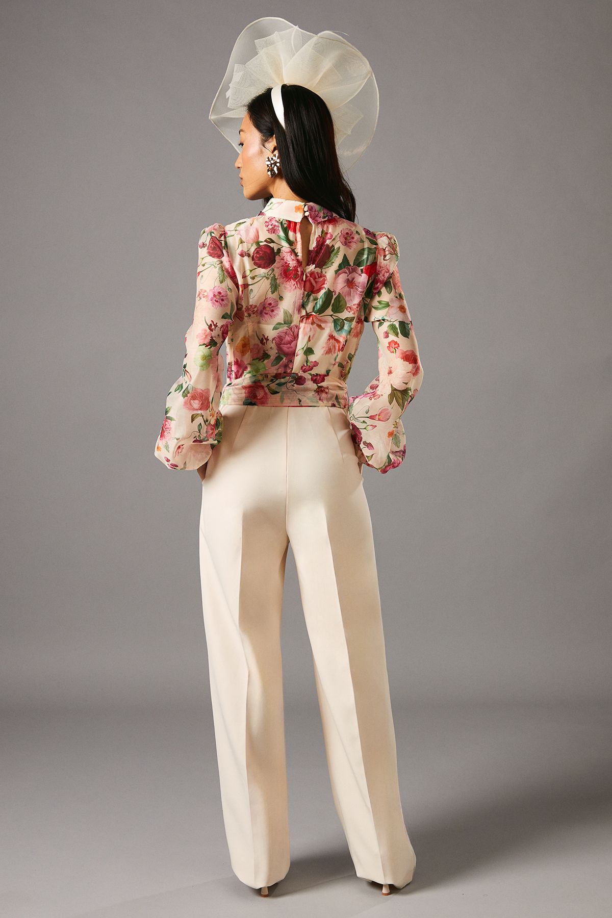 Coast Blouson Sleeve Pintuck Detail Wide Leg Jumpsuit Ivory image 3