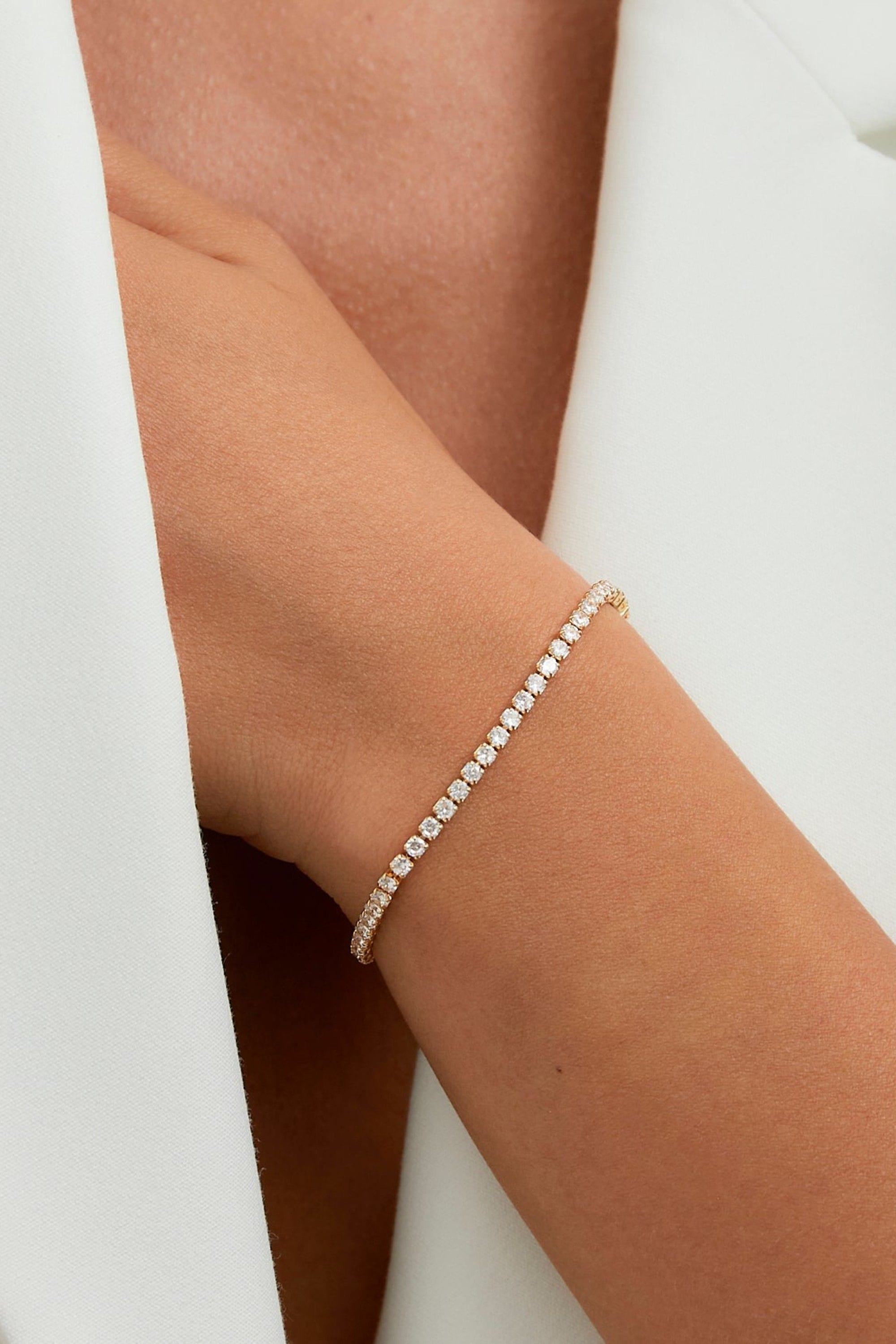 Linzi Wedlock Gold Crystal Thin Tennis Bracelet image 6