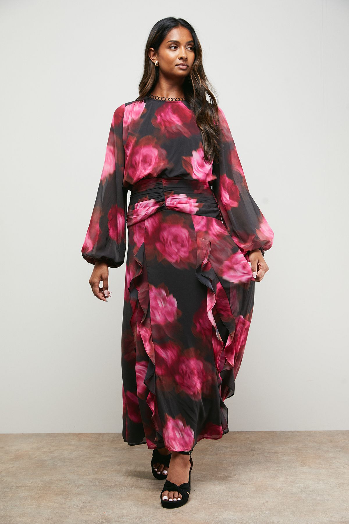Oasis Boho Long Sleeve Maxi Dress Floral