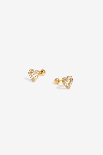 Inicio Inicio Gold Plated Mini Crystal Open Heart Stud Earring - Gift Pouch