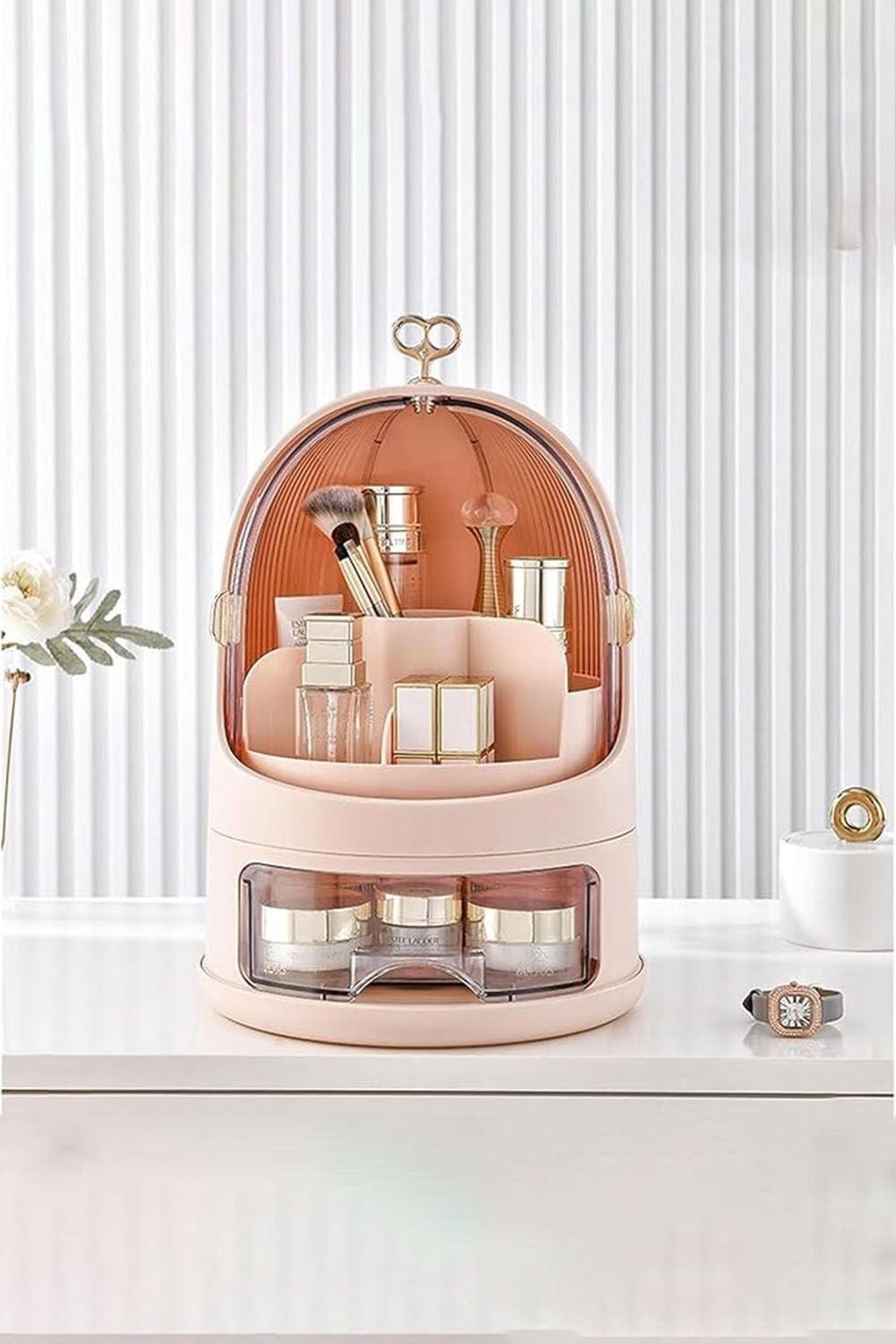 SHEONLY Freestanding Large Rotating Makeup Organizer For Dormitory & Bedroom Vanity Case image 1