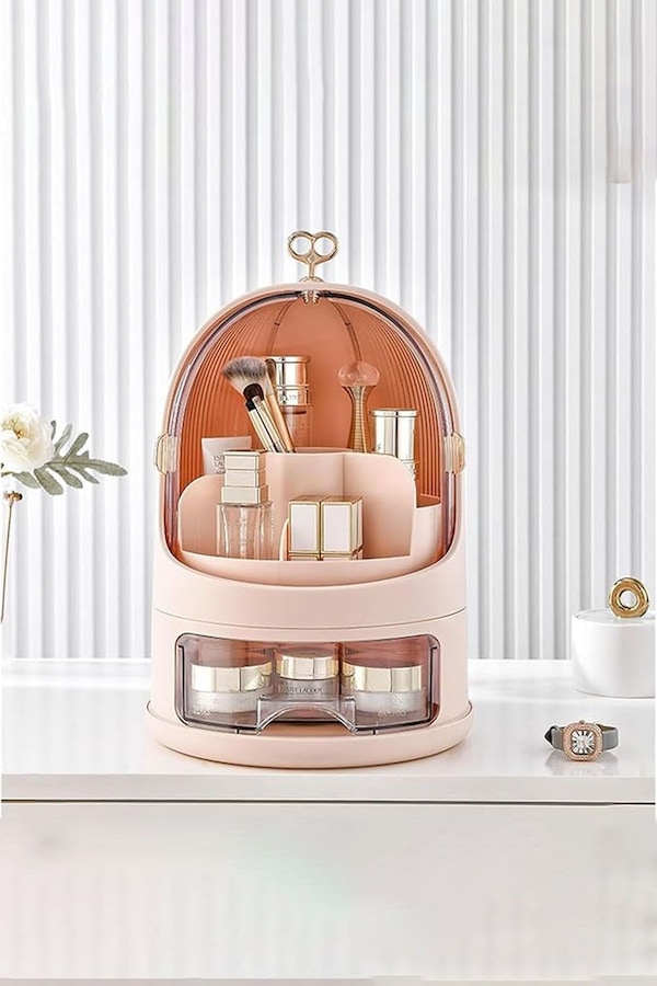 SHEONLY Freestanding Large Rotating Makeup Organizer For Dormitory & Bedroom Vanity Case