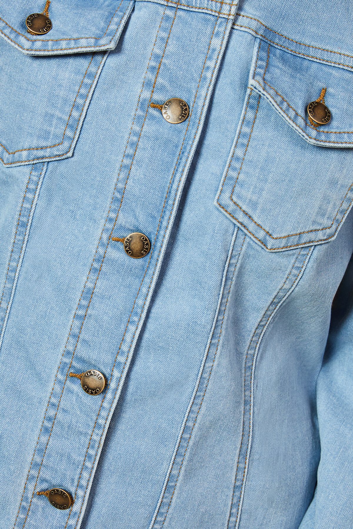 Oasis Long Sleeve Fitted Denim Mini Dress Light Wash image 5