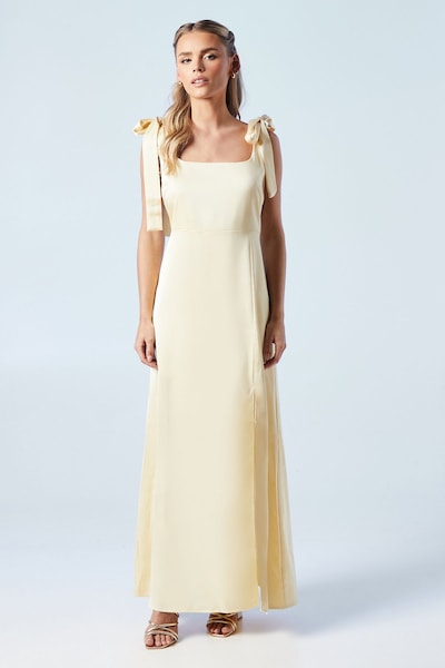 Oasis Petite Satin Tie Shoulder Midi Bridesmaid Dress Butter