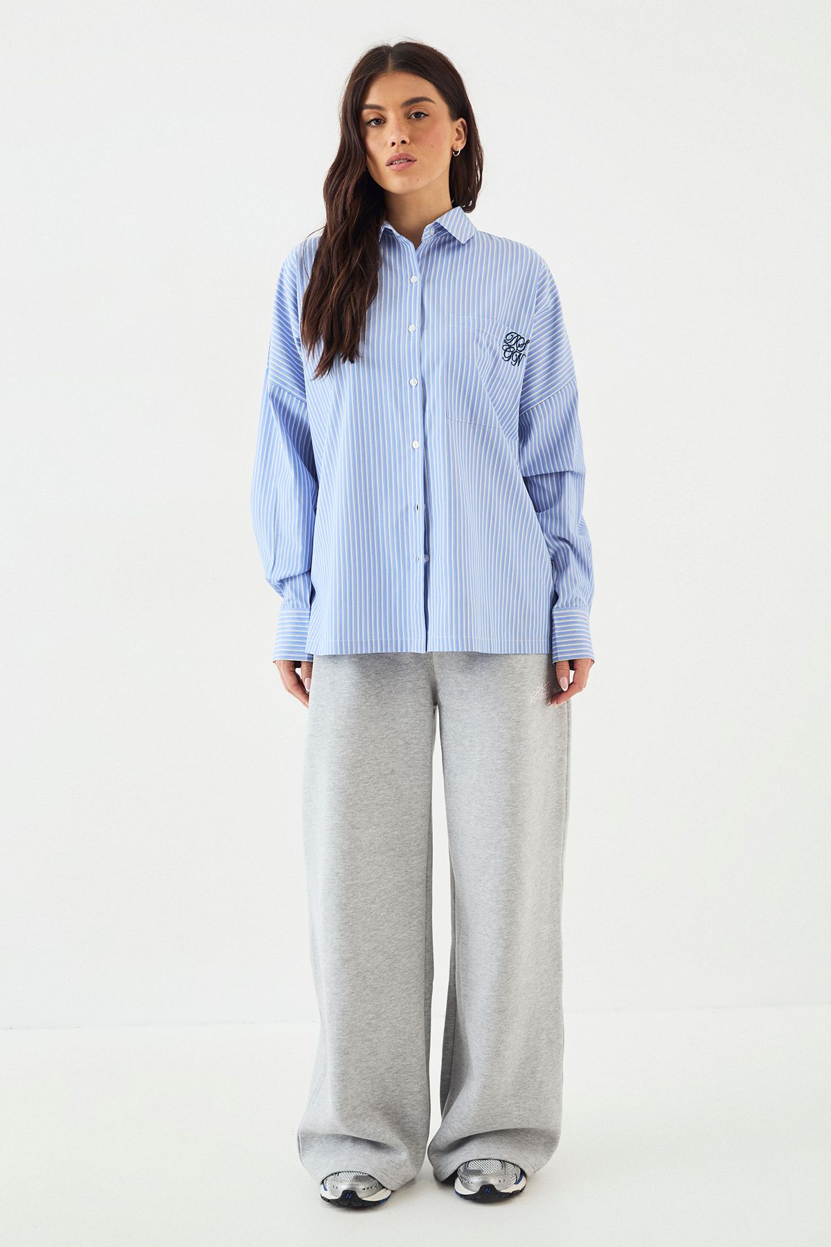 DSGN Studio DSGN Studio Oversized Cotton Poplin Stripe Shirt Blue image 5