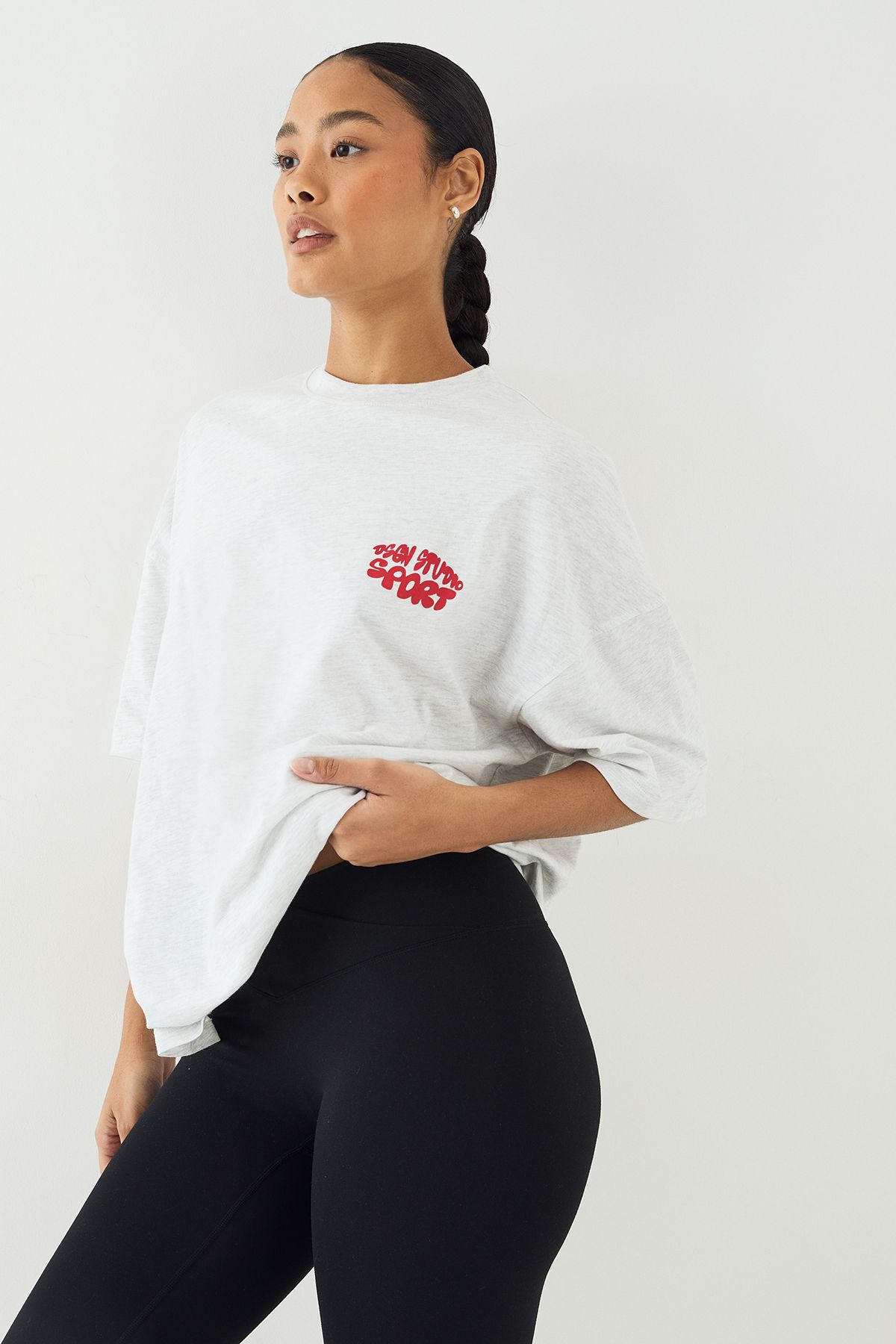 DSGN Studio DSGN Studio Sport Printed Oversized T-Shirt Ash Grey