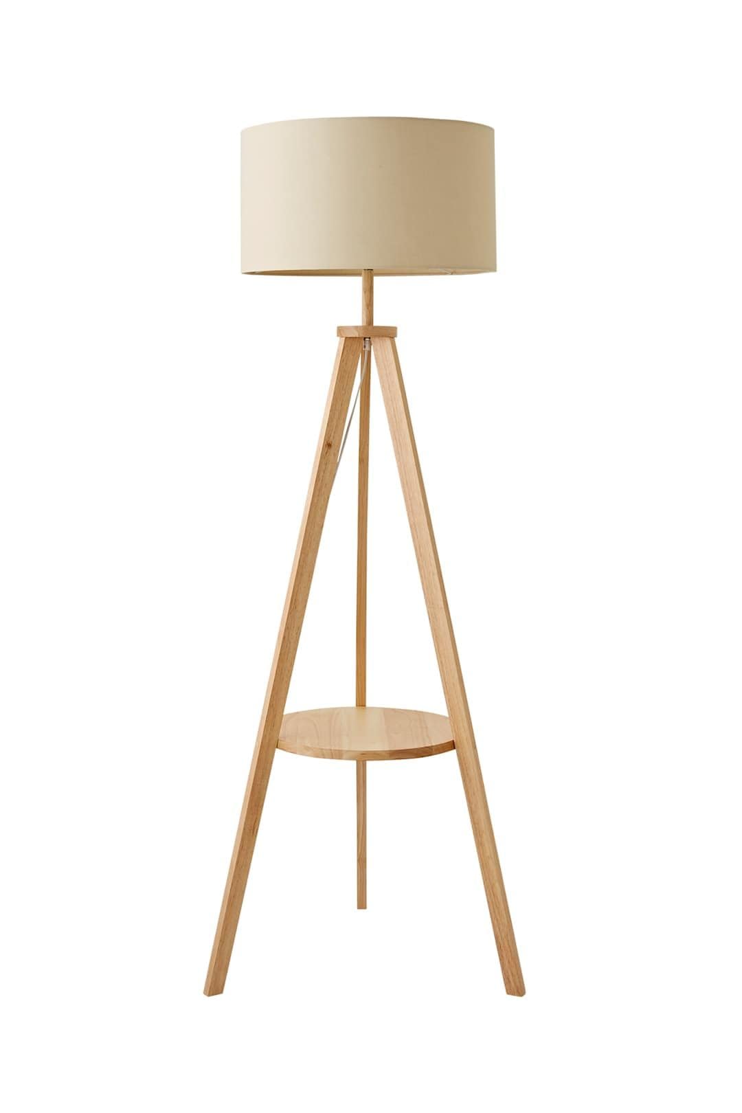 ValueLights Morrigan Natural Wood Tripod Floor Lamp with Fabric Drum Lamp Shade image 6