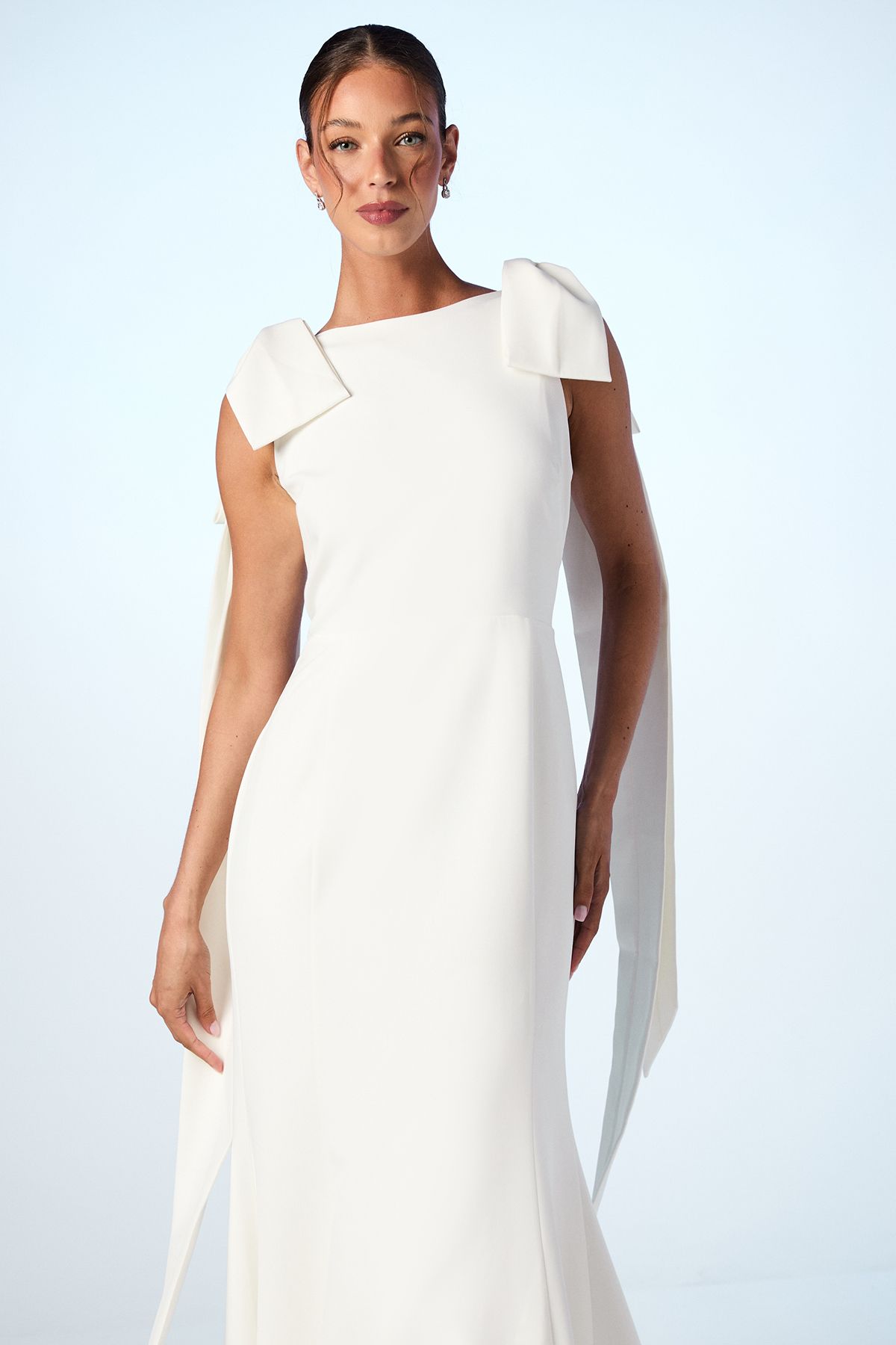 Coast Bow Detail Button Back Maxi Wedding Dress Ivory image 2