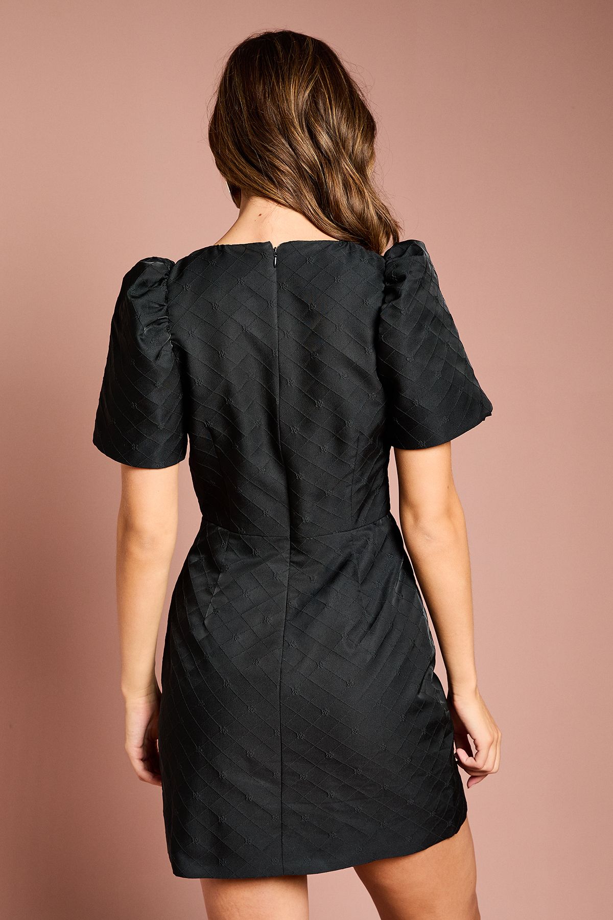 Coast Jacquard Bow Mini Dress Black image 4